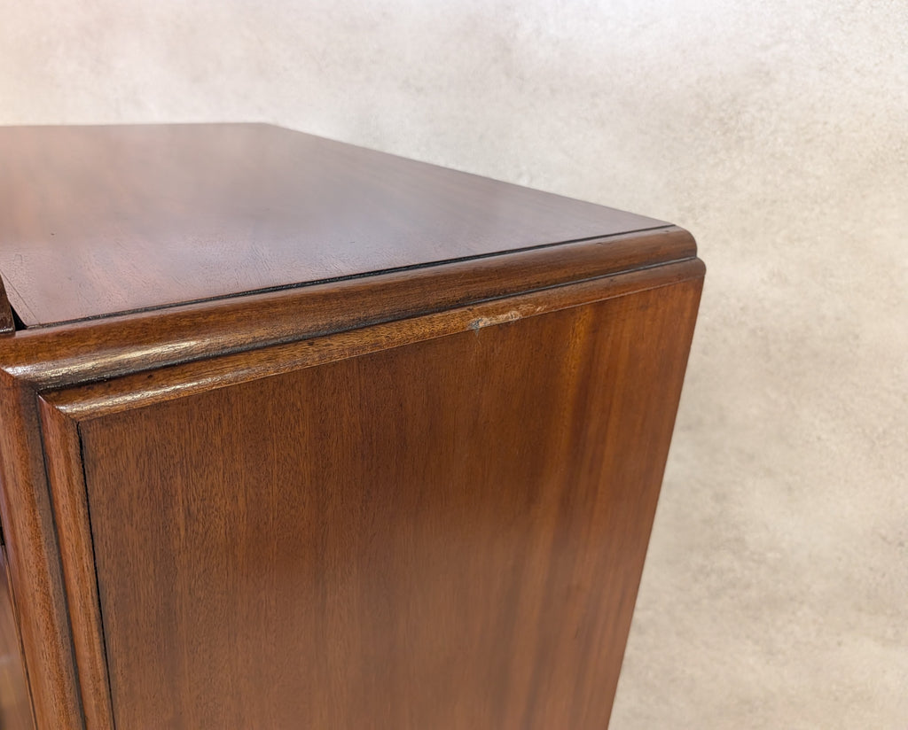 Vintage Art Deco Linen Cabinet Figured Walnut Tallboy Cupboard C.1930
