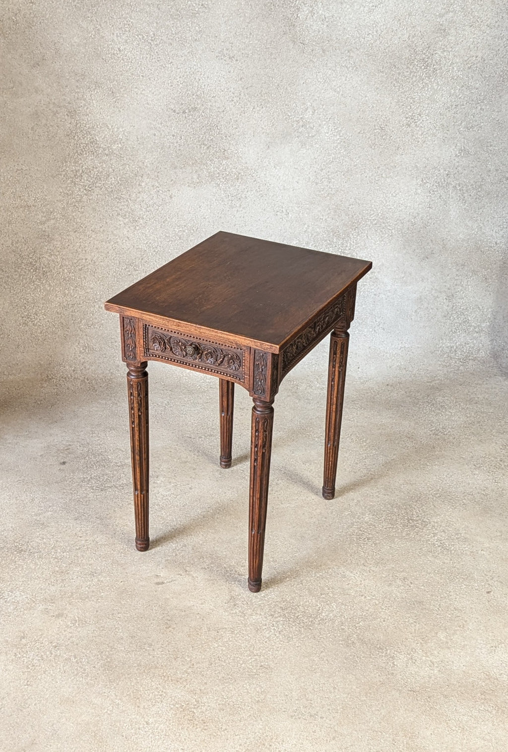 Vintage Louis xv Style Carved Oak Small Side Table
