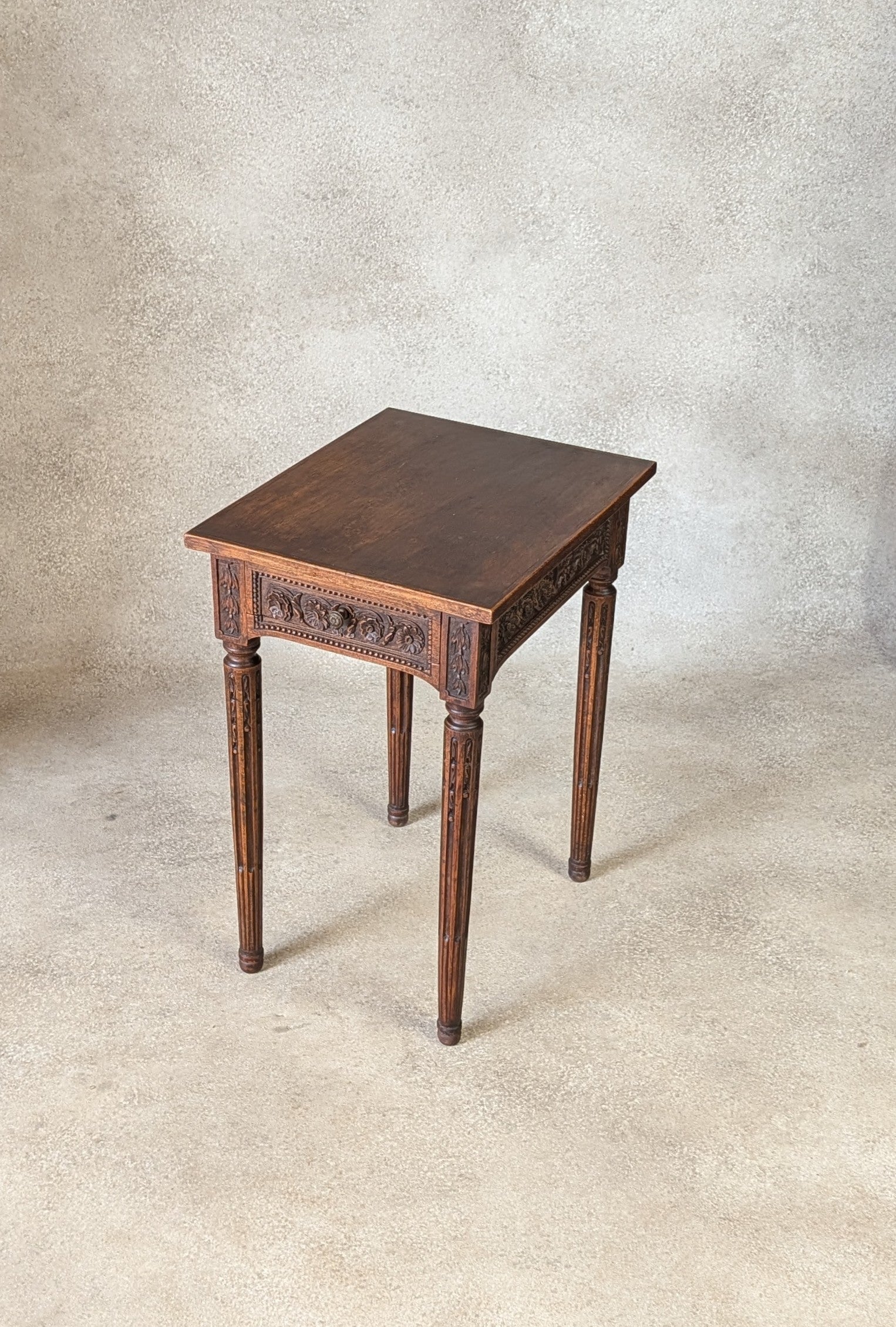 Vintage Louis xv Style Carved Oak Small Side Table