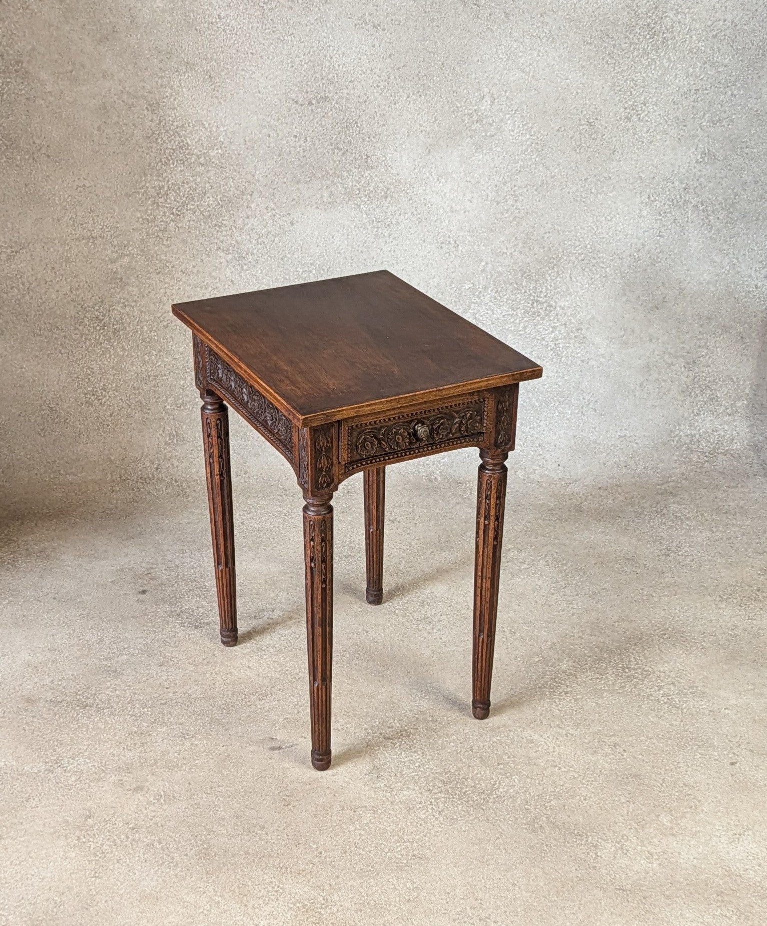 Vintage Louis xv Style Carved Oak Small Side Table