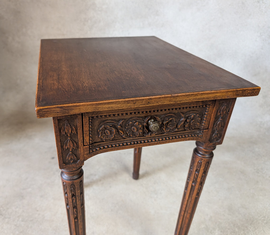 Vintage Louis xv Style Carved Oak Small Side Table