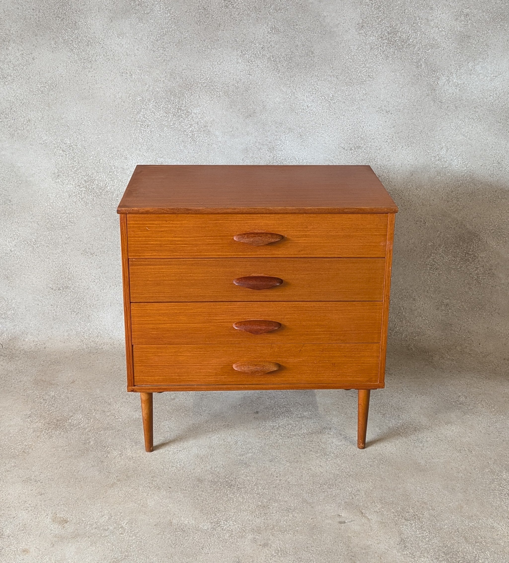 Mid Century Teak Small Chest Of Drawers Vintage 4 Drawer Chest 1960s/70s