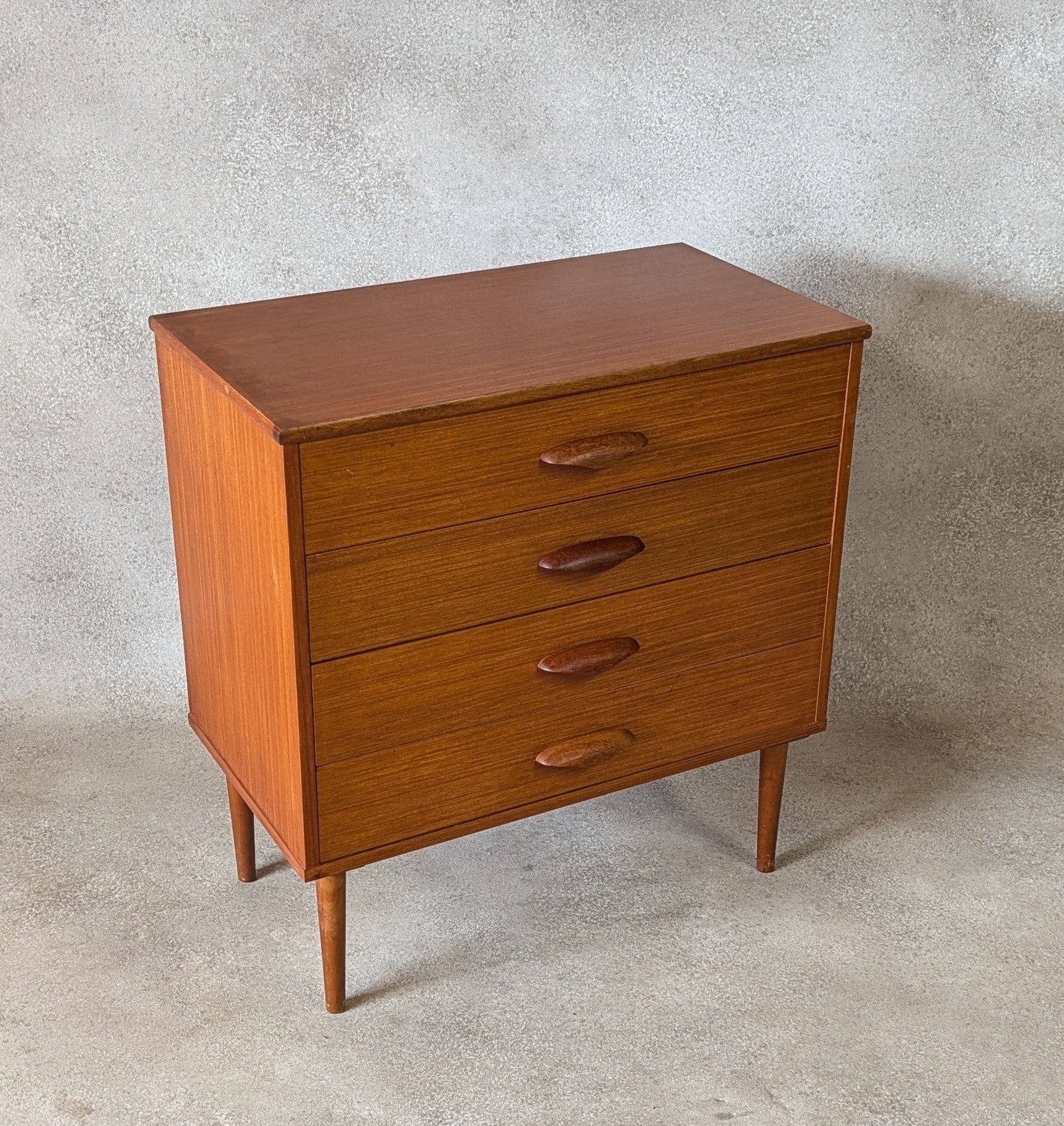 Mid Century Teak Small Chest Of Drawers Vintage 4 Drawer Chest 1960s/70s