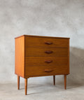 Mid Century Teak Small Chest Of Drawers Vintage 4 Drawer Chest 1960s/70s