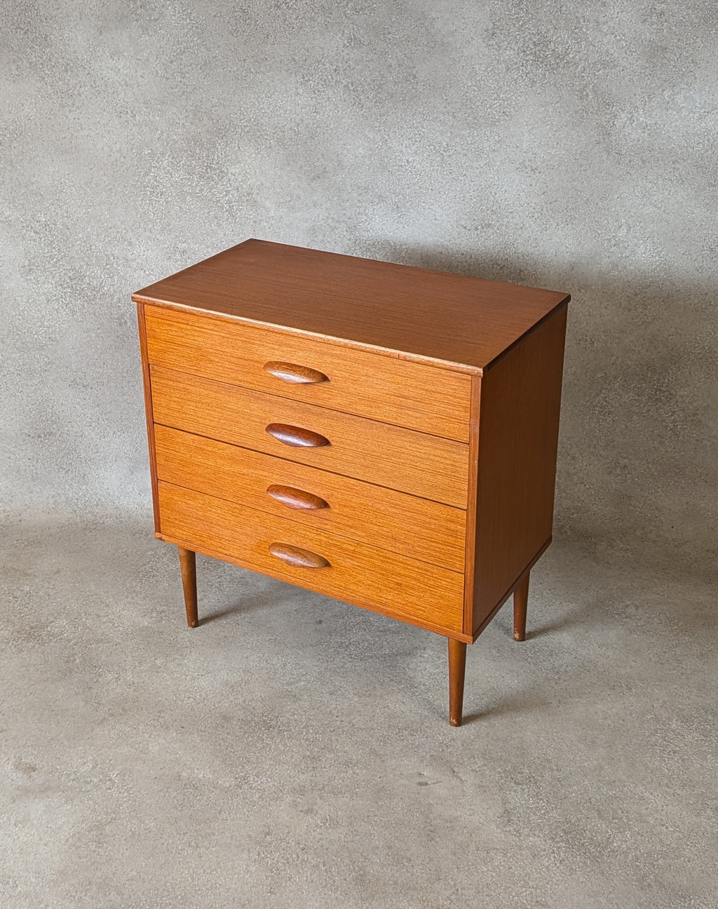 Mid Century Teak Small Chest Of Drawers Vintage 4 Drawer Chest 1960s/70s