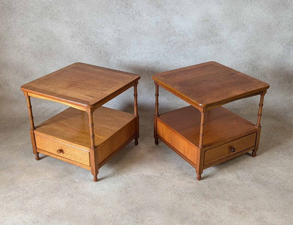 Mid Century Pair Of Nathan Teak Bedside Tables /Nightstands