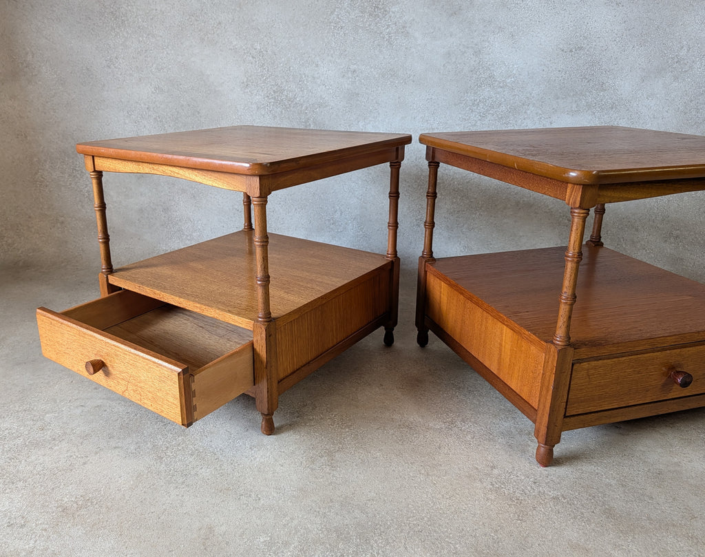 Mid Century Pair Of Nathan Teak Bedside Tables /Nightstands