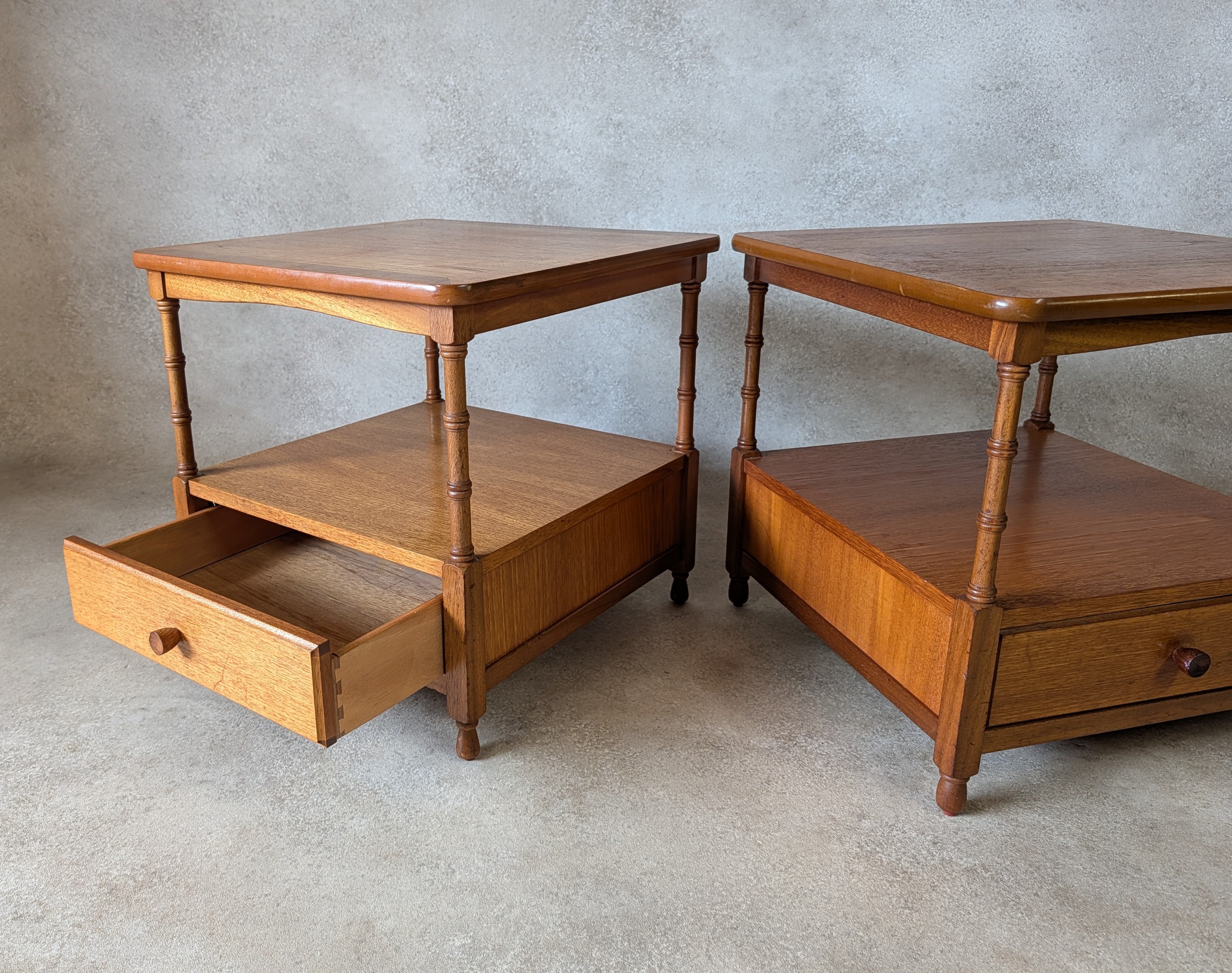 Mid Century Pair Of Nathan Teak Bedside Tables /Nightstands