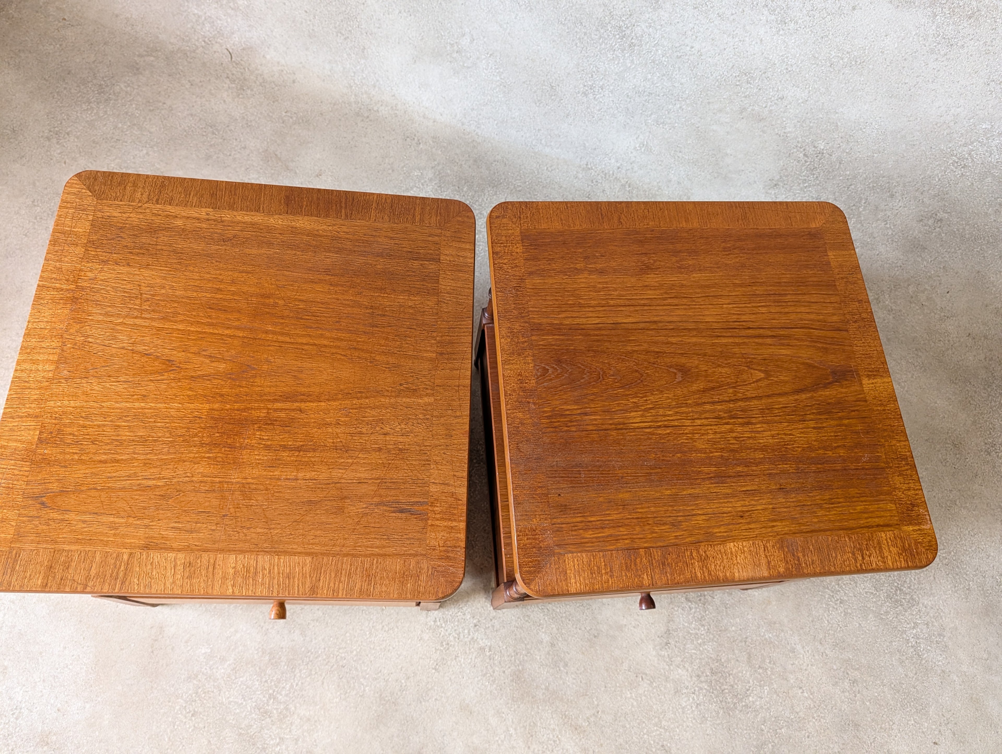 Mid Century Pair Of Nathan Teak Bedside Tables /Nightstands