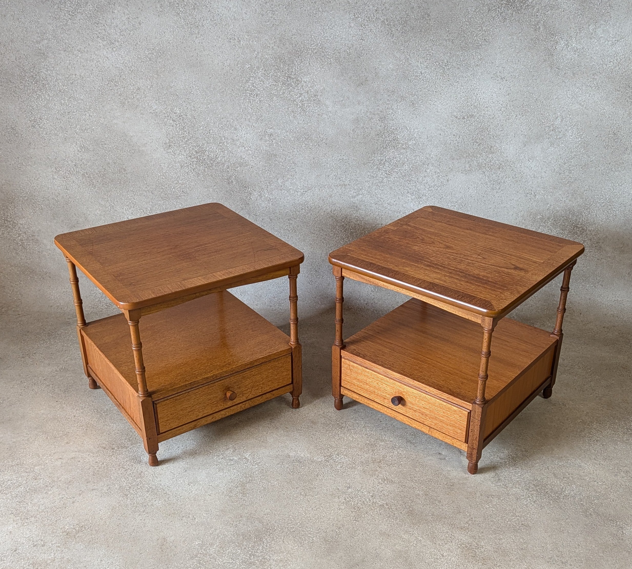 Mid Century Pair Of Nathan Teak Bedside Tables /Nightstands