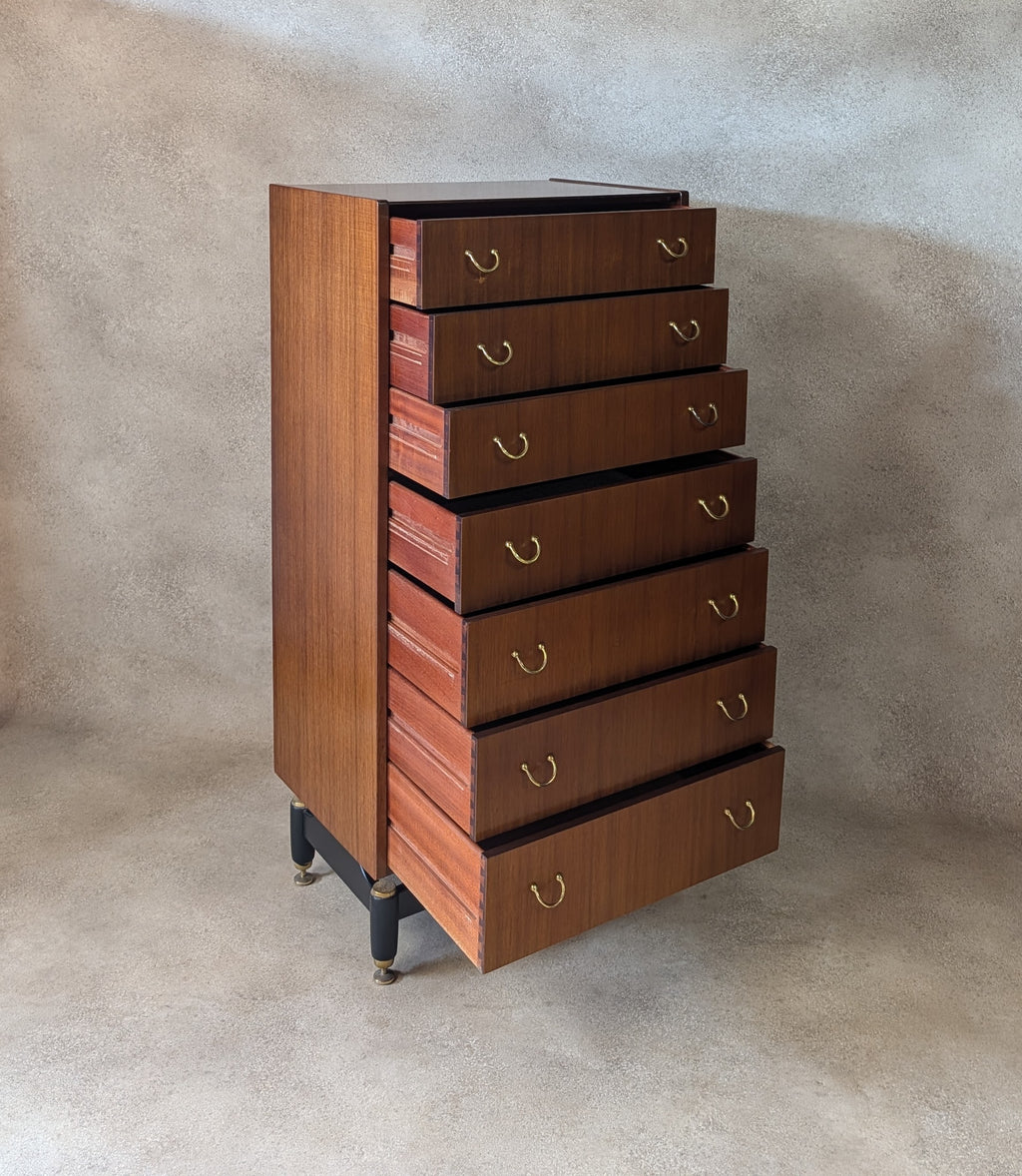 Mid Century G Plan Librenza Tallboy Vintage Tola Chest Of Drawers  - 7 Drawer