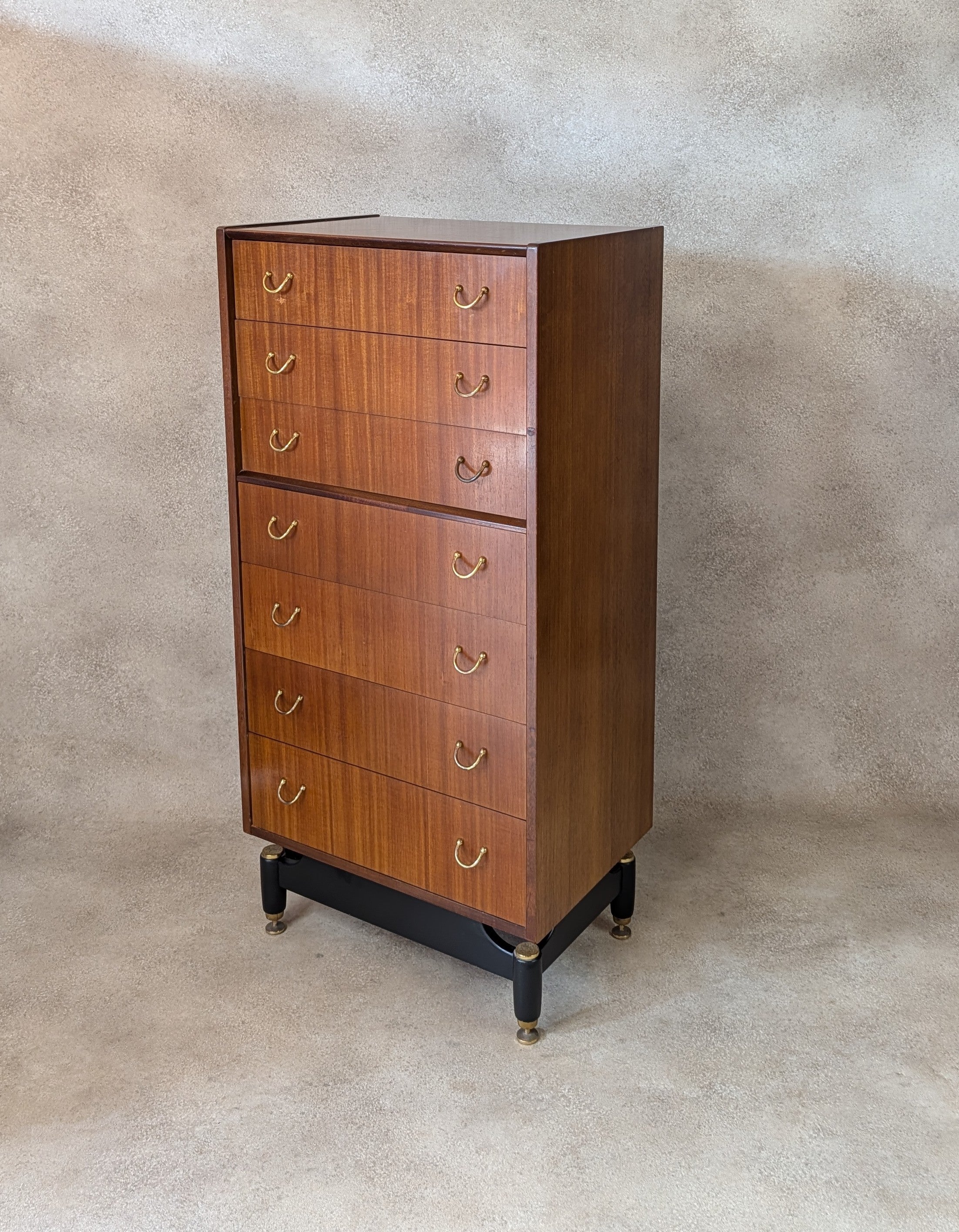 Mid Century G Plan Librenza Tallboy Vintage Tola Chest Of Drawers  - 7 Drawer