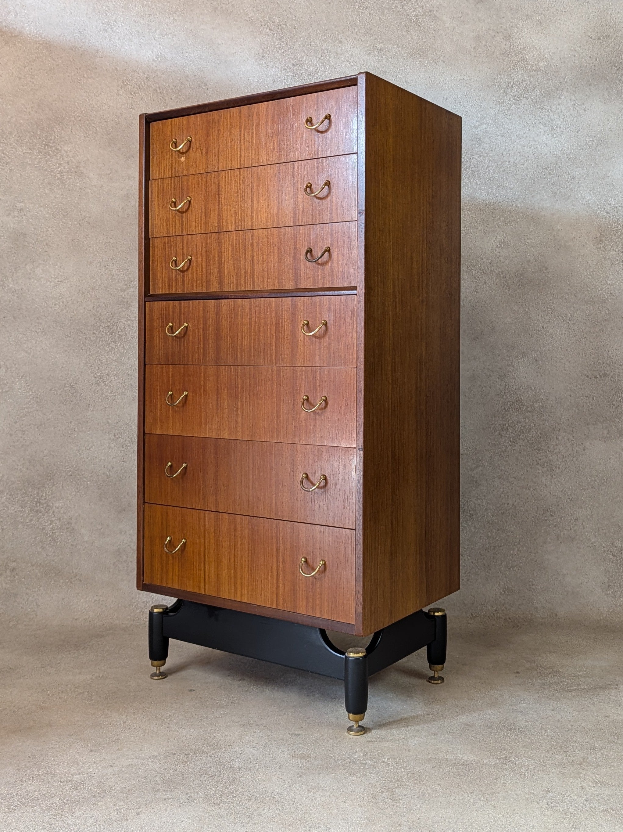 Mid Century G Plan Librenza Tallboy Vintage Tola Chest Of Drawers  - 7 Drawer