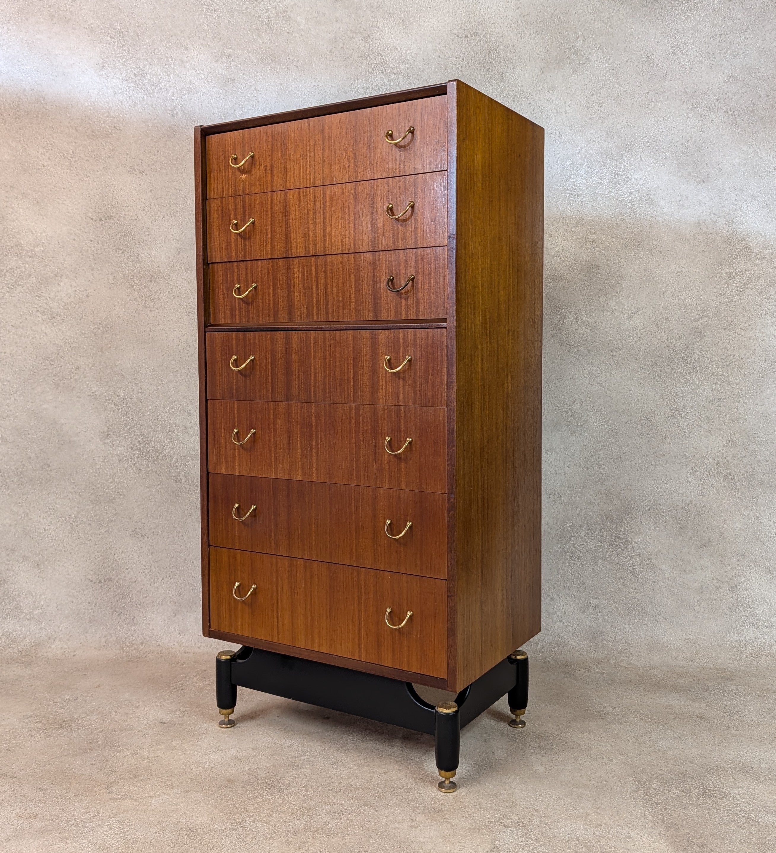 Mid Century G Plan Librenza Tallboy Vintage Tola Chest Of Drawers  - 7 Drawer