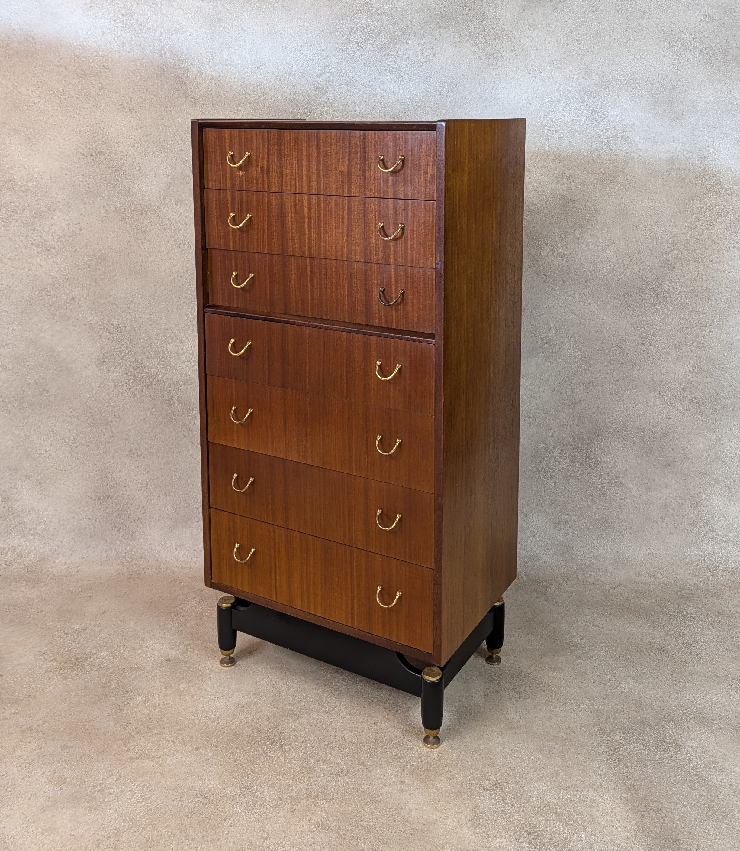 Mid Century G Plan Librenza Tallboy Vintage Tola Chest Of Drawers  - 7 Drawer