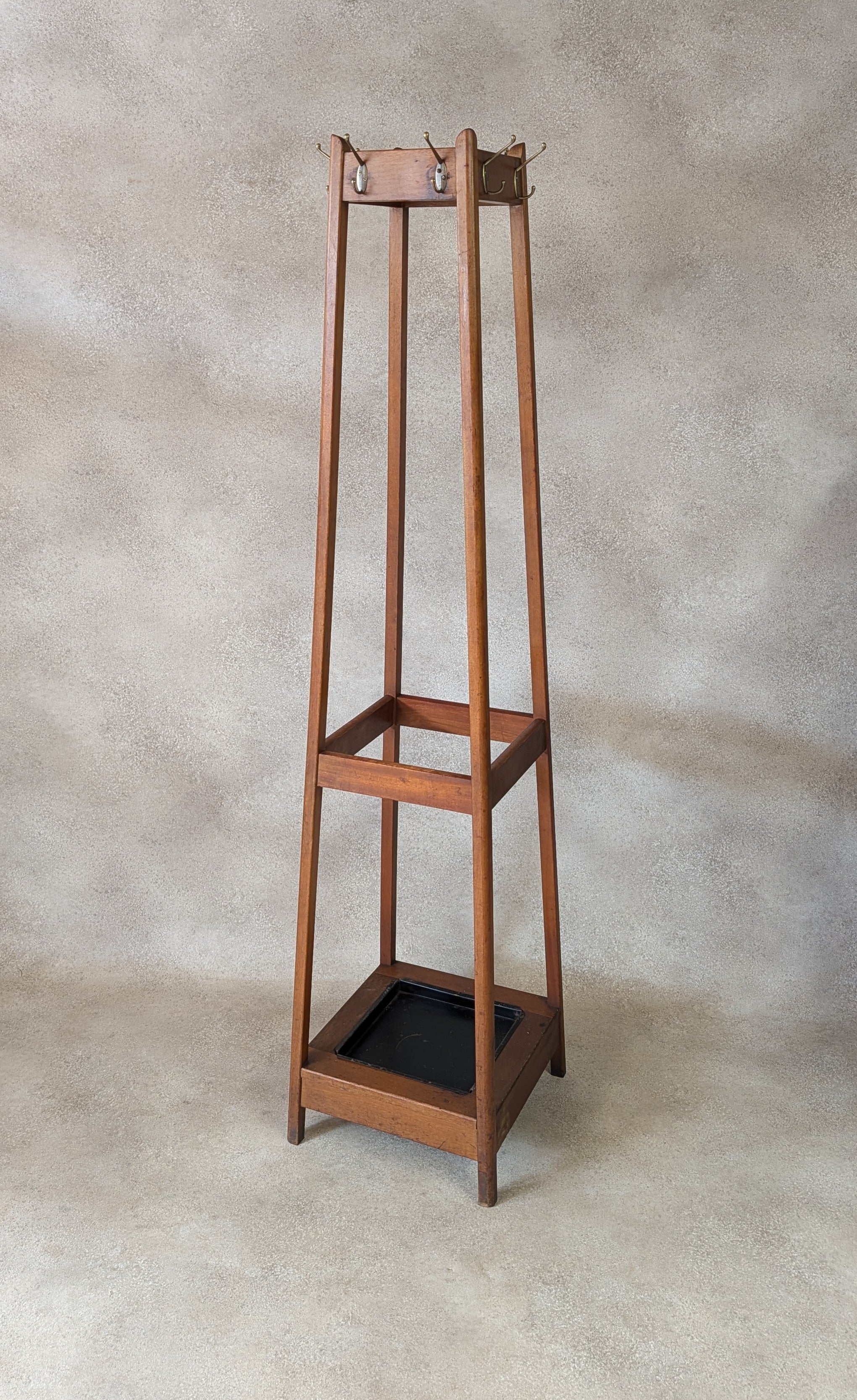 Antique Arts & Crafts Beech Coat Stand Hall Umbrella Stick Stand Edwardian 1900s