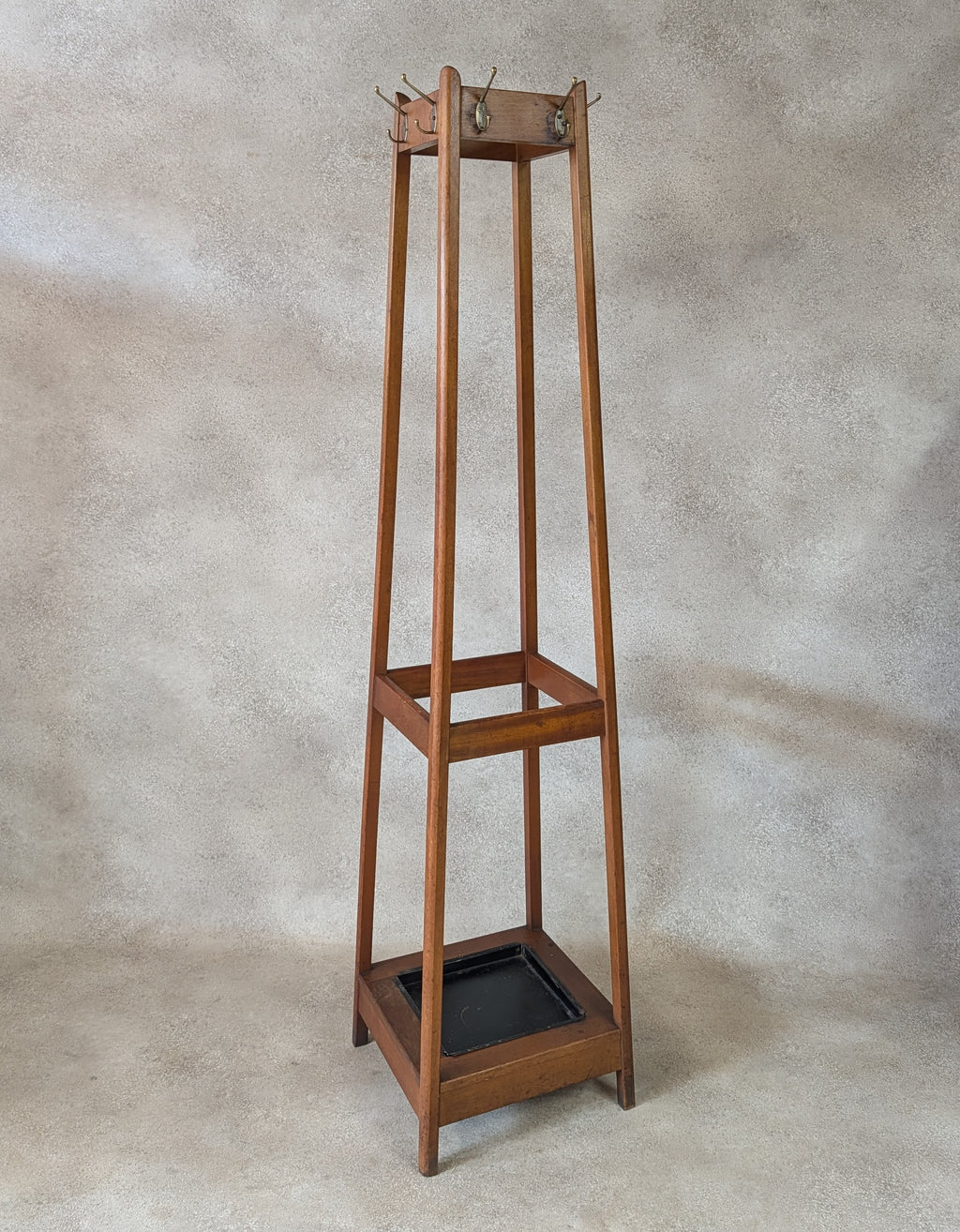 Antique Arts & Crafts Beech Coat Stand Hall Umbrella Stick Stand Edwardian 1900s