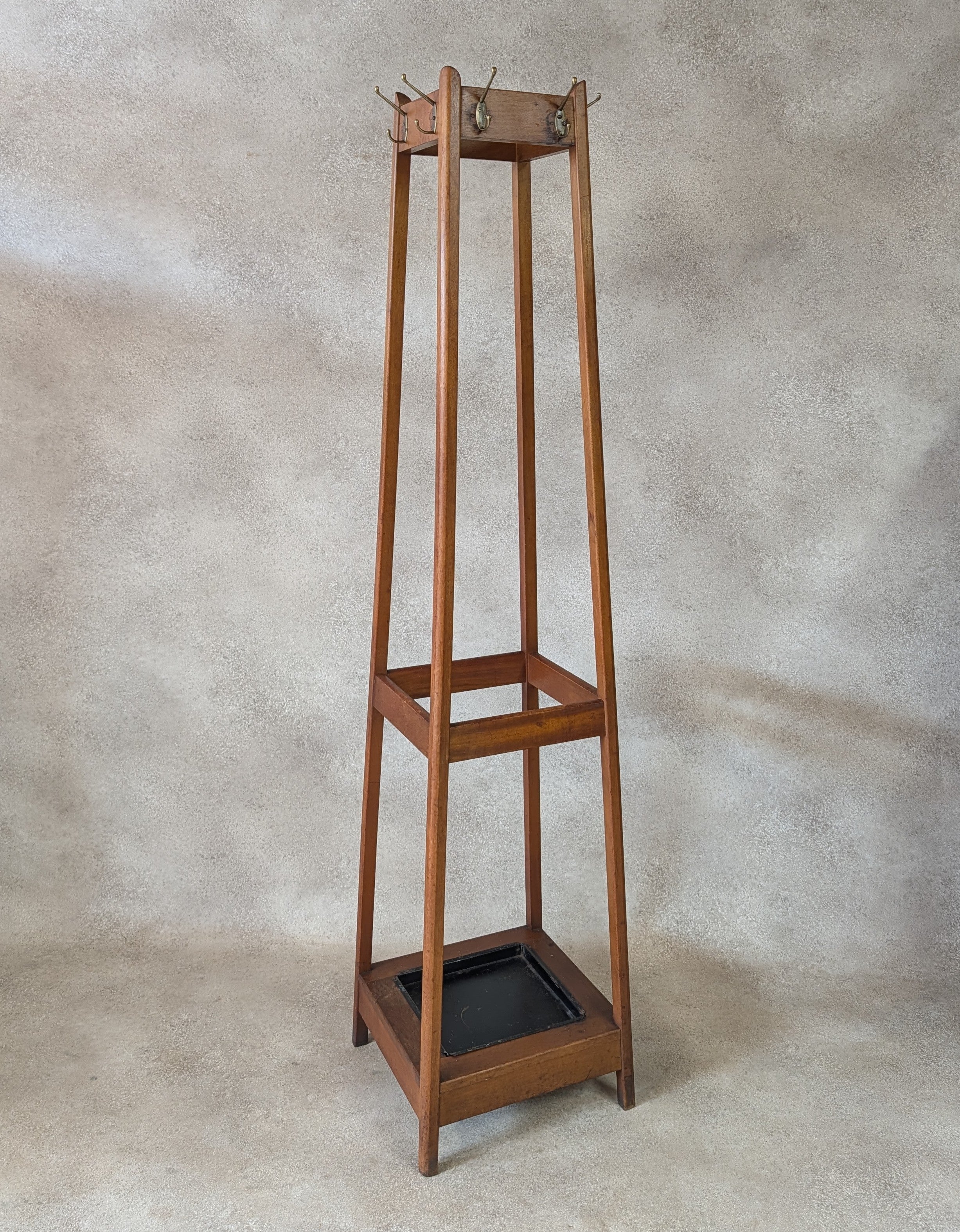 Antique Arts & Crafts Beech Coat Stand Hall Umbrella Stick Stand Edwardian 1900s