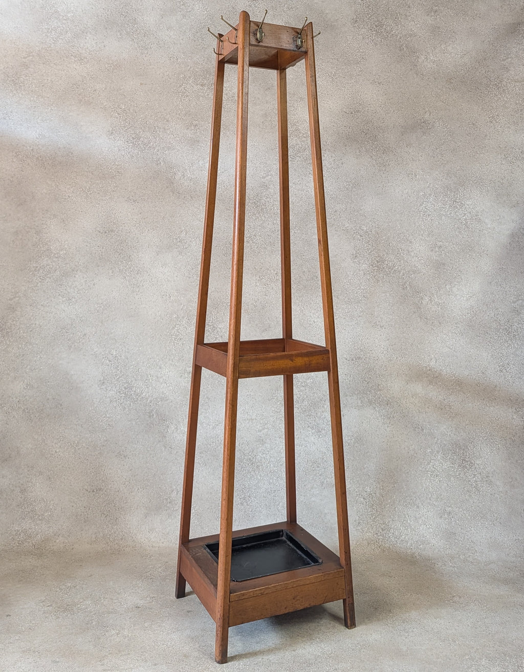 Antique Arts & Crafts Beech Coat Stand Hall Umbrella Stick Stand Edwardian 1900s