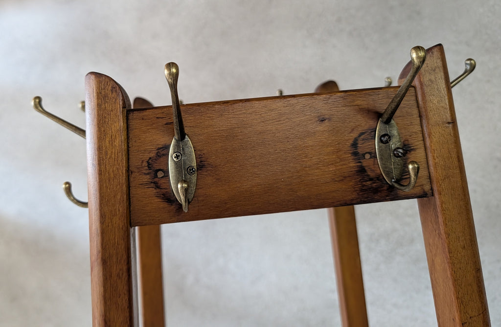 Antique Arts & Crafts Beech Coat Stand Hall Umbrella Stick Stand Edwardian 1900s
