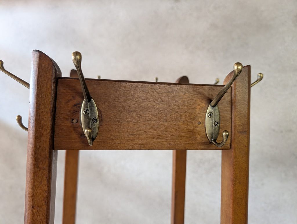 Antique Arts & Crafts Beech Coat Stand Hall Umbrella Stick Stand Edwardian 1900s