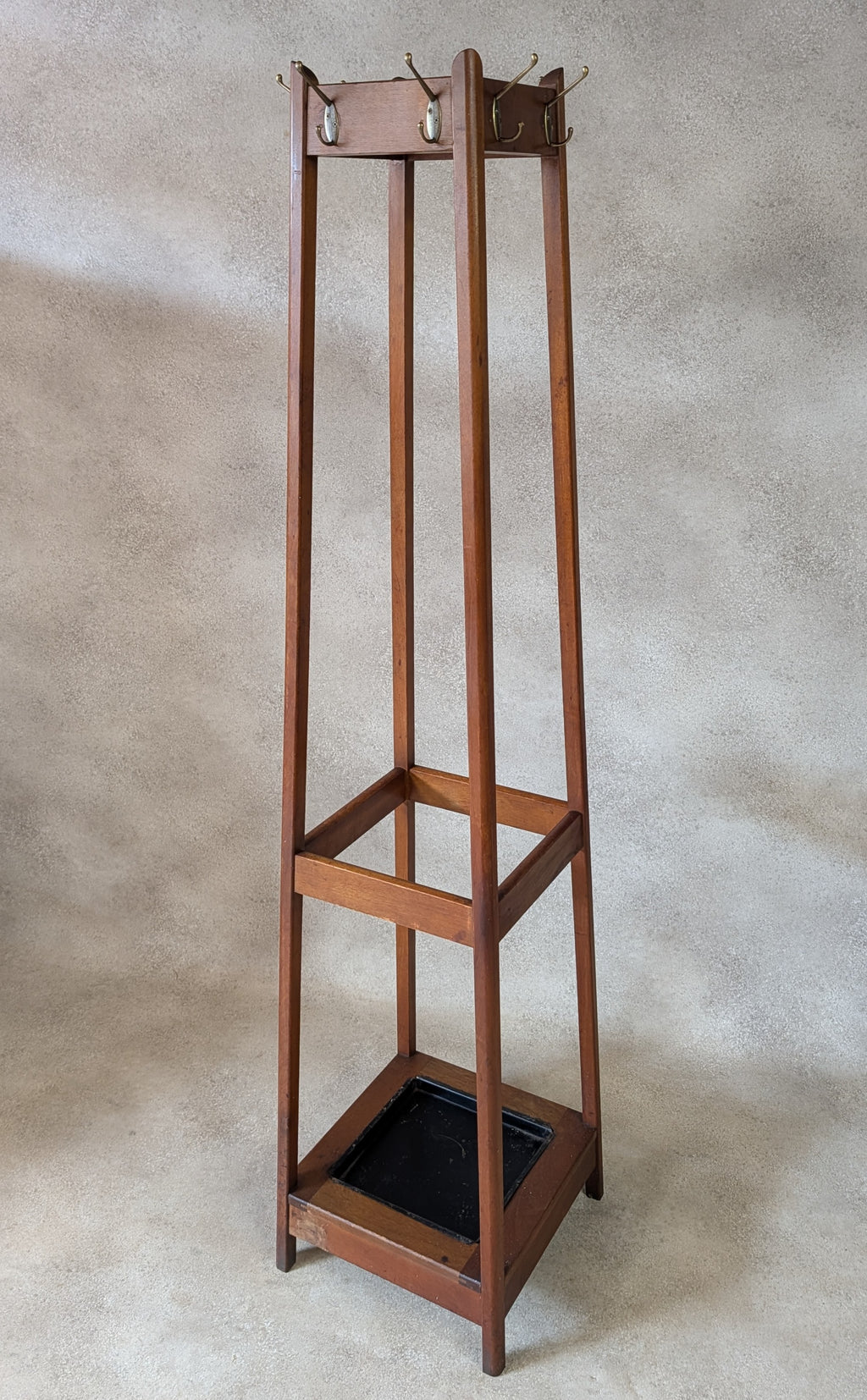 Antique Arts & Crafts Beech Coat Stand Hall Umbrella Stick Stand Edwardian 1900s