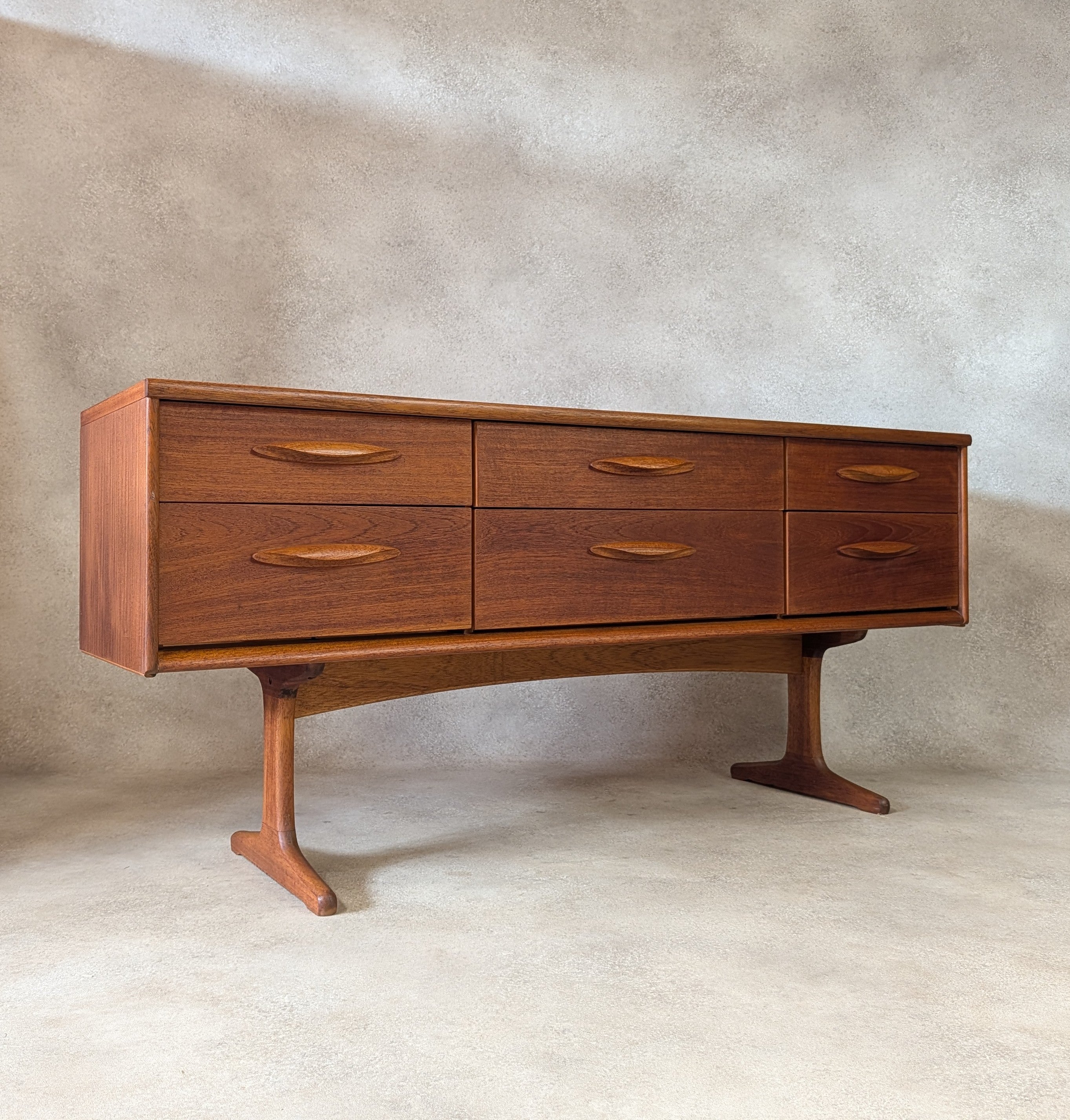 Mid Century Teak Austinsuite Sideboard Vintage 1960s Low Chest Of Drawers