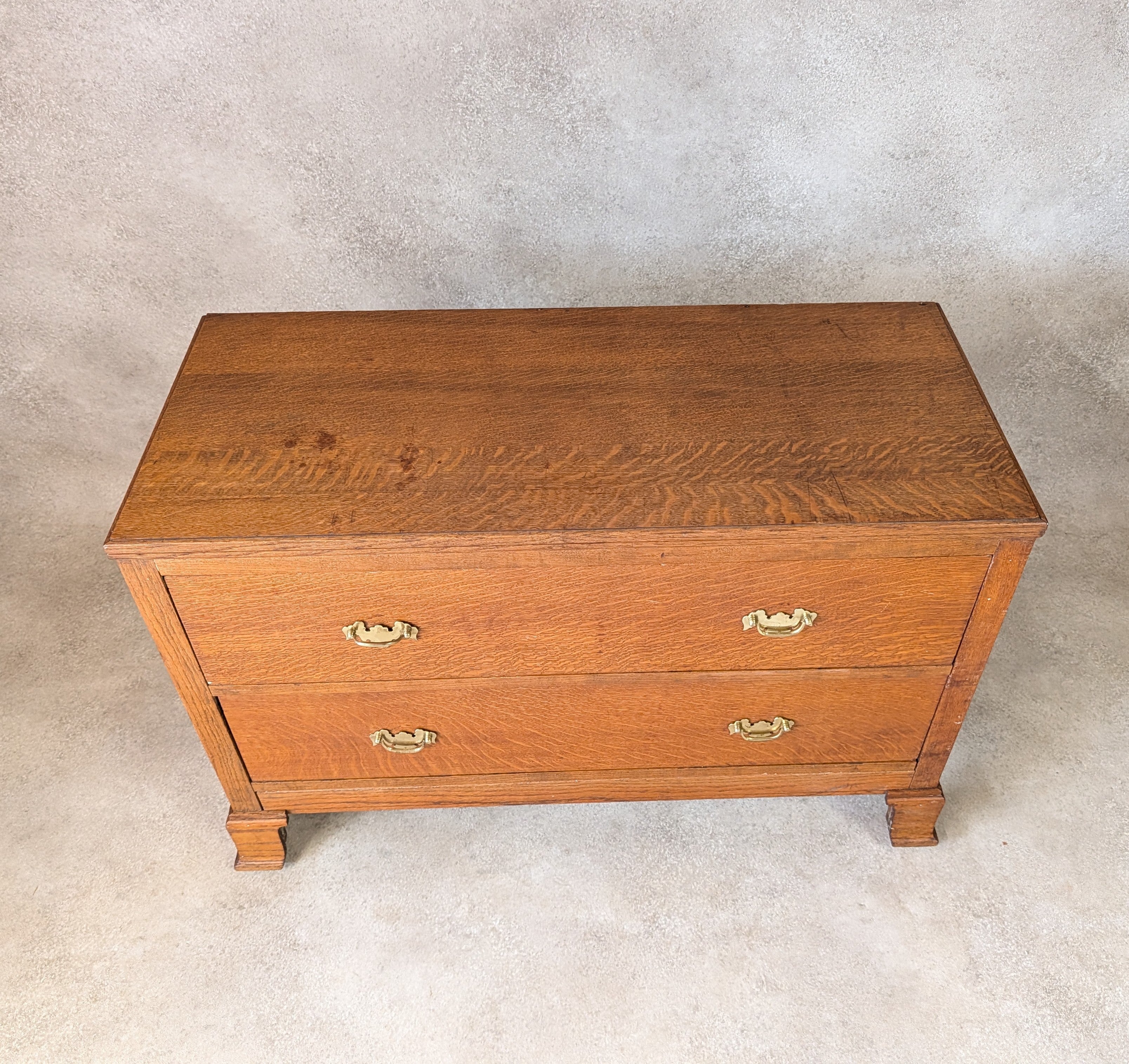 Early 20th Century Oak Chest Of Drawers Vintage Rustic 2 Drawer Chest