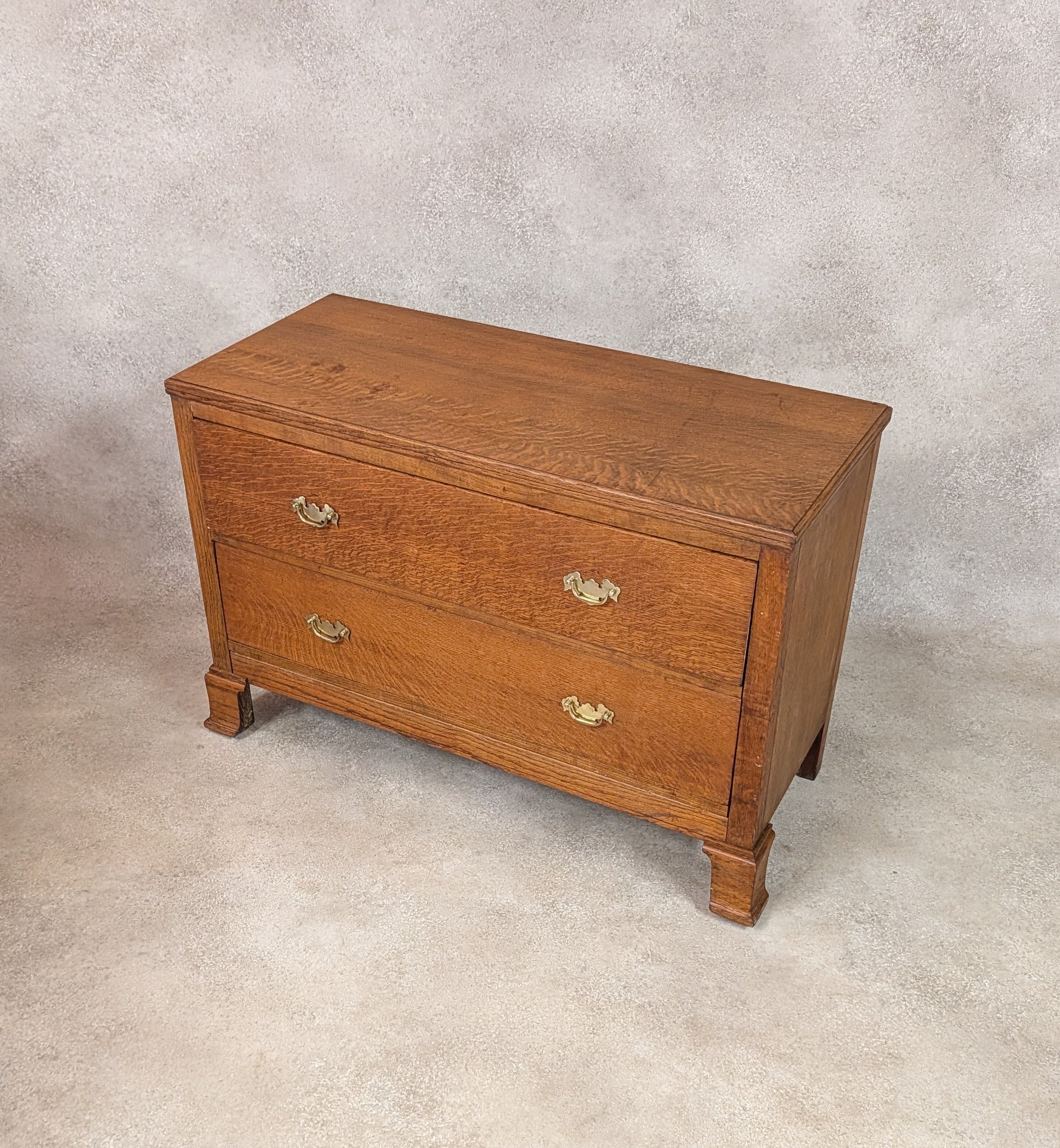 Early 20th Century Oak Chest Of Drawers Vintage Rustic 2 Drawer Chest