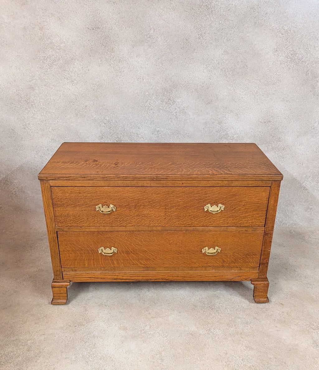 Early 20th Century Oak Chest Of Drawers Vintage Rustic 2 Drawer Chest