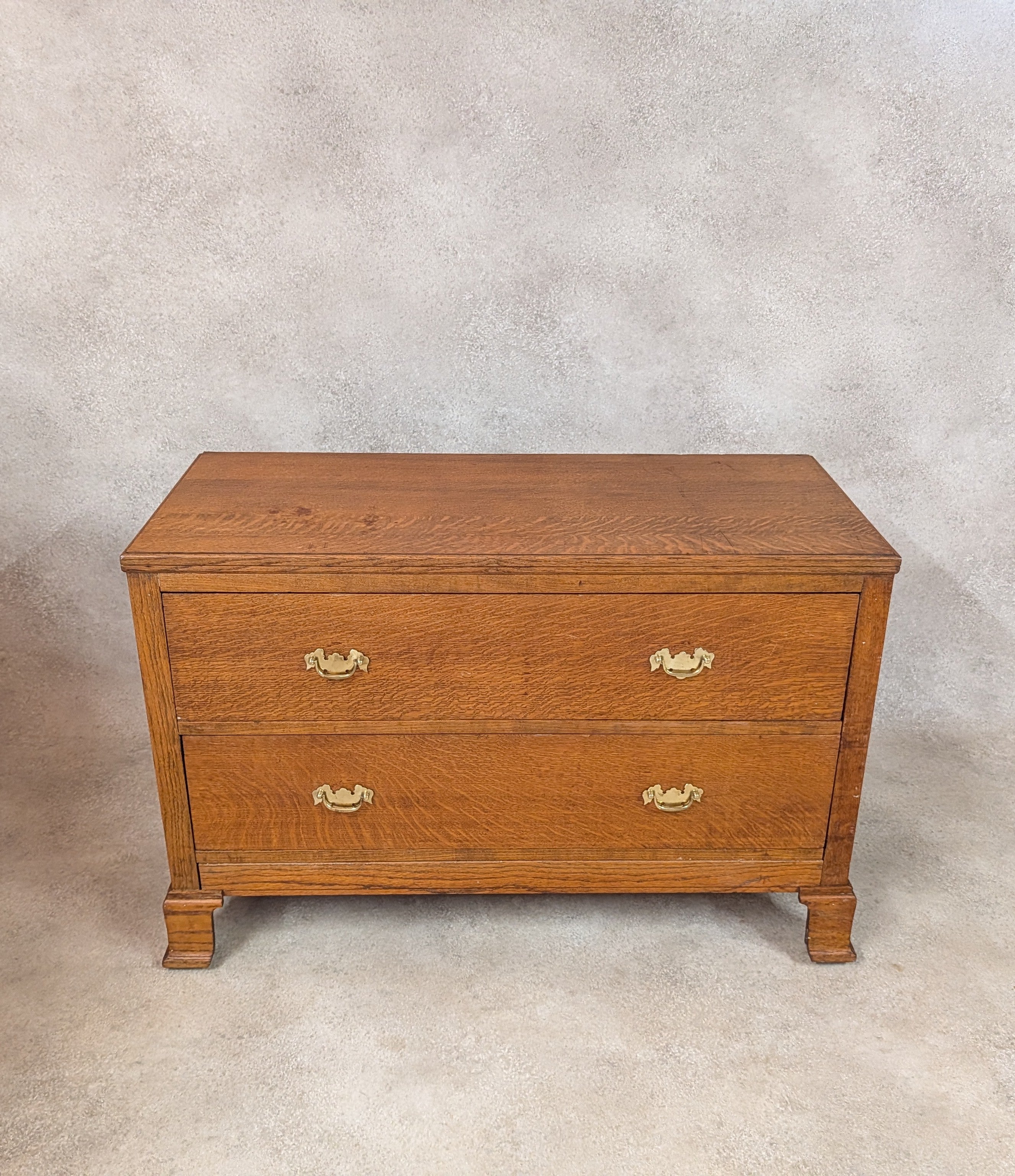 Early 20th Century Oak Chest Of Drawers Vintage Rustic 2 Drawer Chest