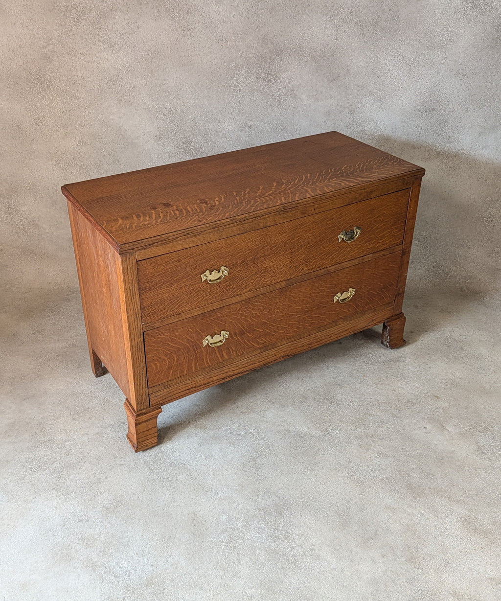 Early 20th Century Oak Chest Of Drawers Vintage Rustic 2 Drawer Chest