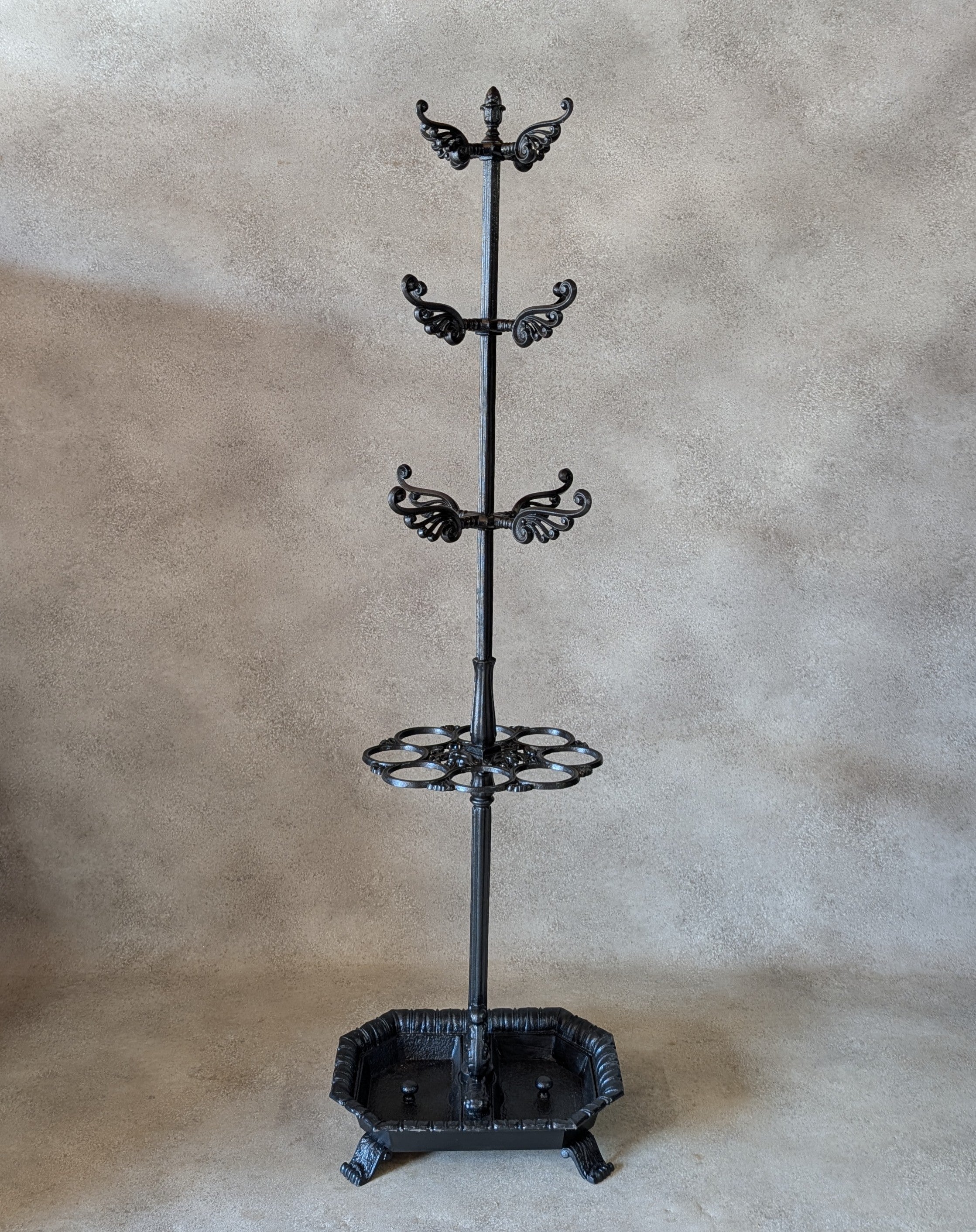 Antique Victorian Cast Iron Hall Stand Coat Rack Umbrella Stand - 19th Century