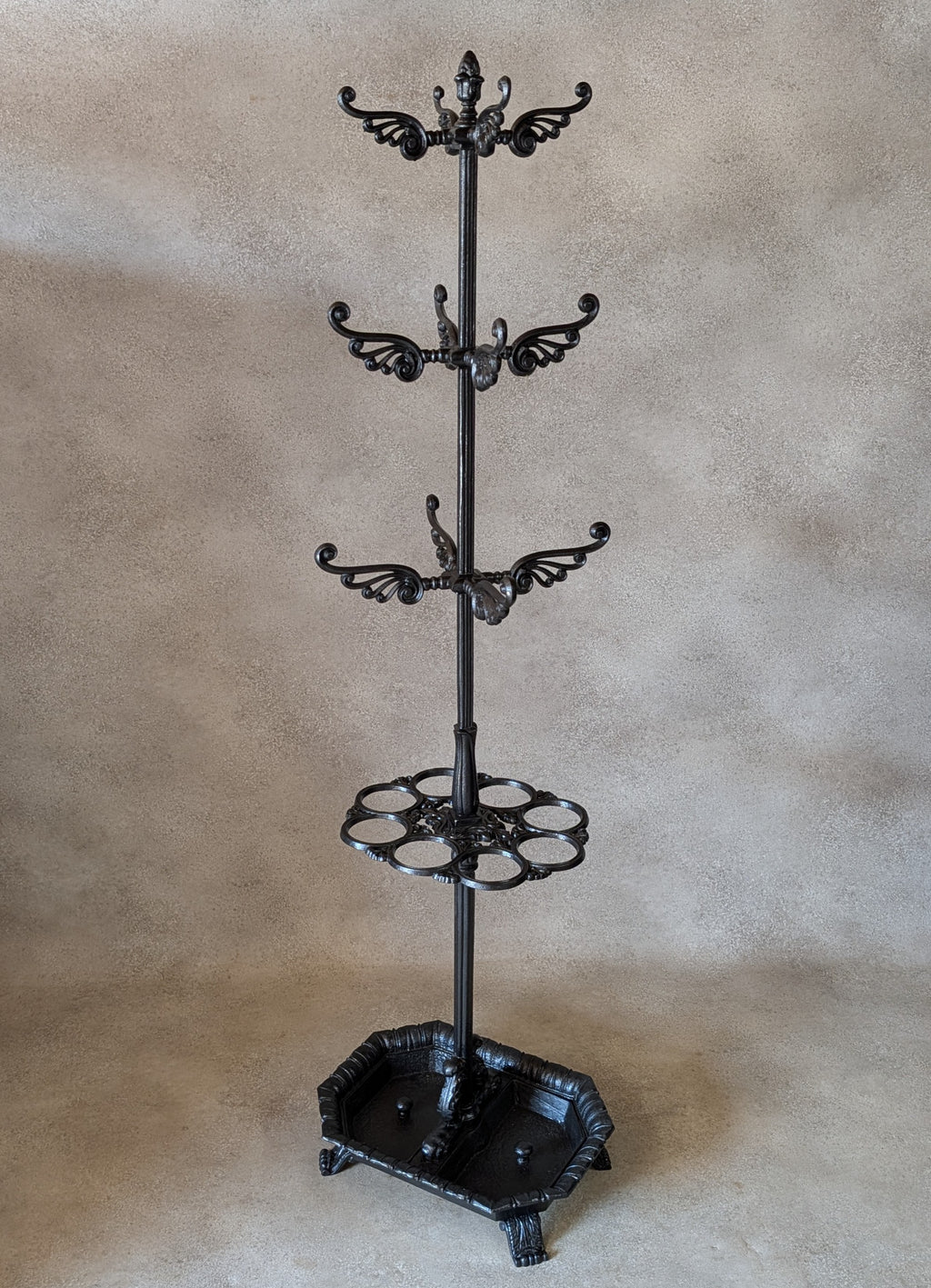 Antique Victorian Cast Iron Hall Stand Coat Rack Umbrella Stand - 19th Century