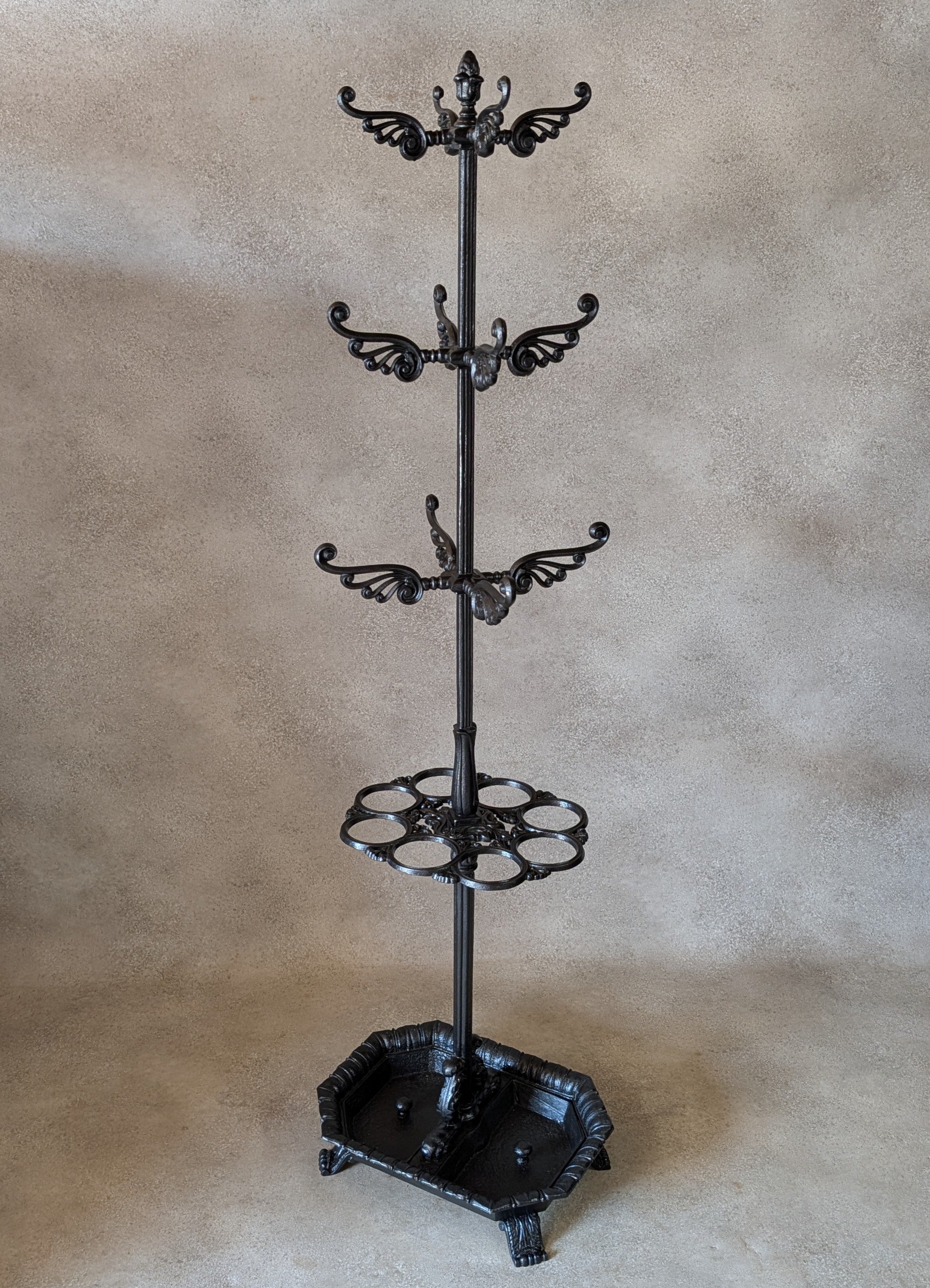 Antique Victorian Cast Iron Hall Stand Coat Rack Umbrella Stand - 19th Century