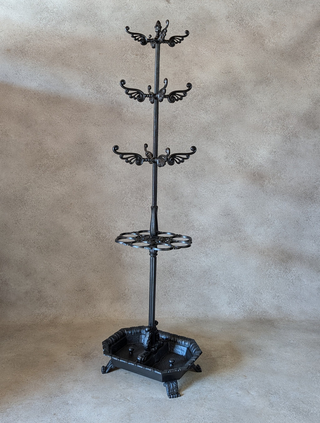 Antique Victorian Cast Iron Hall Stand Coat Rack Umbrella Stand - 19th Century