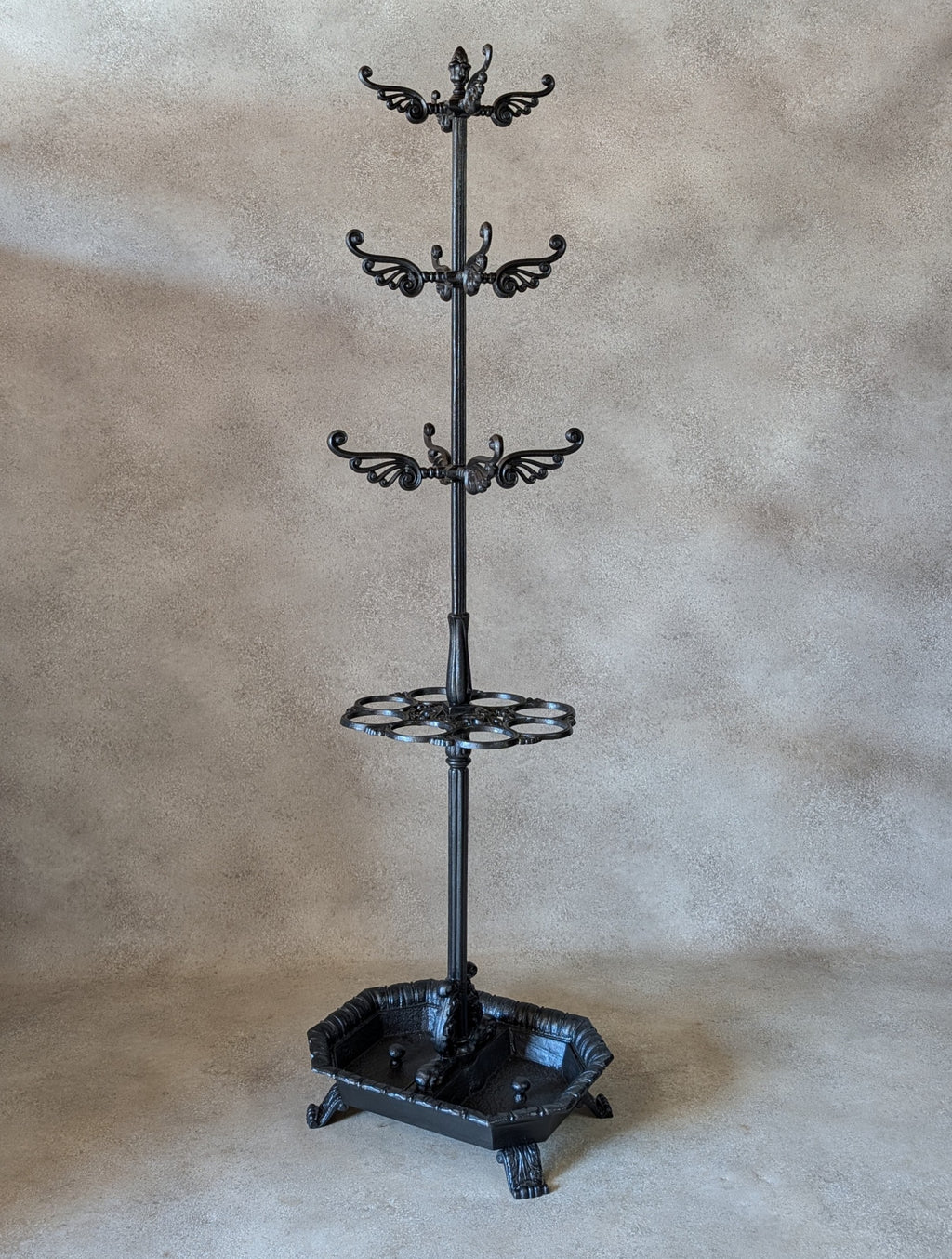 Antique Victorian Cast Iron Hall Stand Coat Rack Umbrella Stand - 19th Century