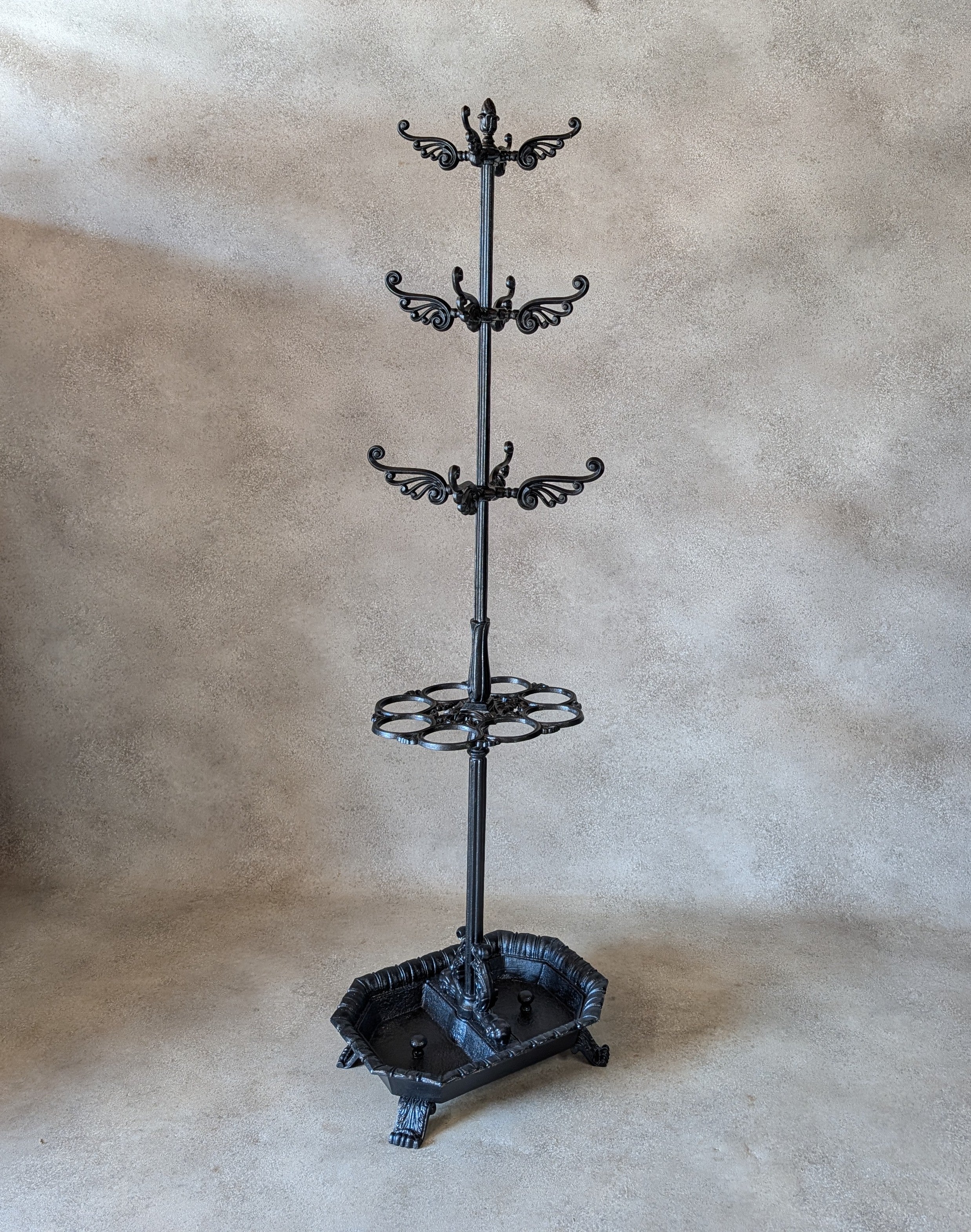 Antique Victorian Cast Iron Hall Stand Coat Rack Umbrella Stand - 19th Century