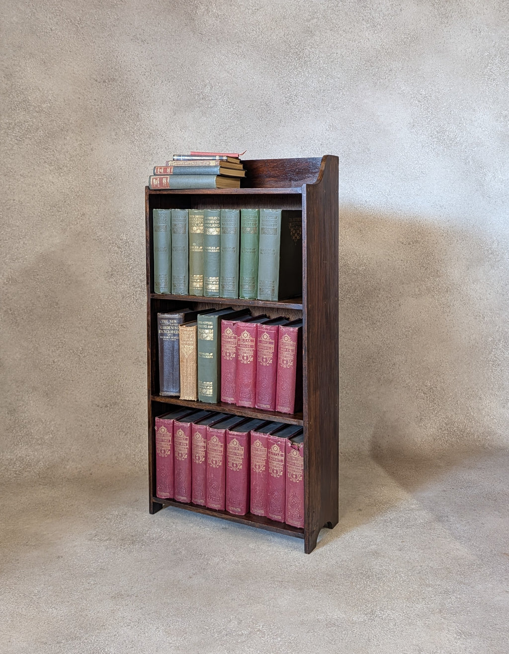 Antique Arts And Crafts Bookcase Small /Narrow Bookshelf