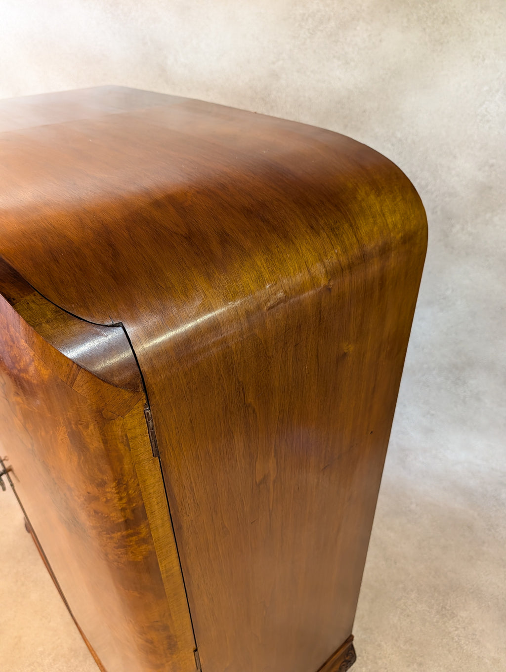 Art Deco Burr Walnut Compactum Small Gentlemans Wardrobe Vintage  1930s Cabinet