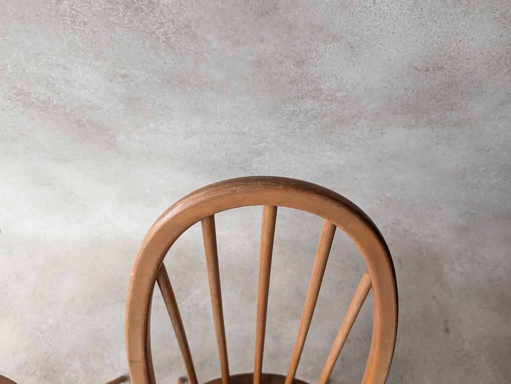 Set Of 4 Ercol Mid Century Blonde Quaker Dining Chairs Elm & Beech - Blue Label