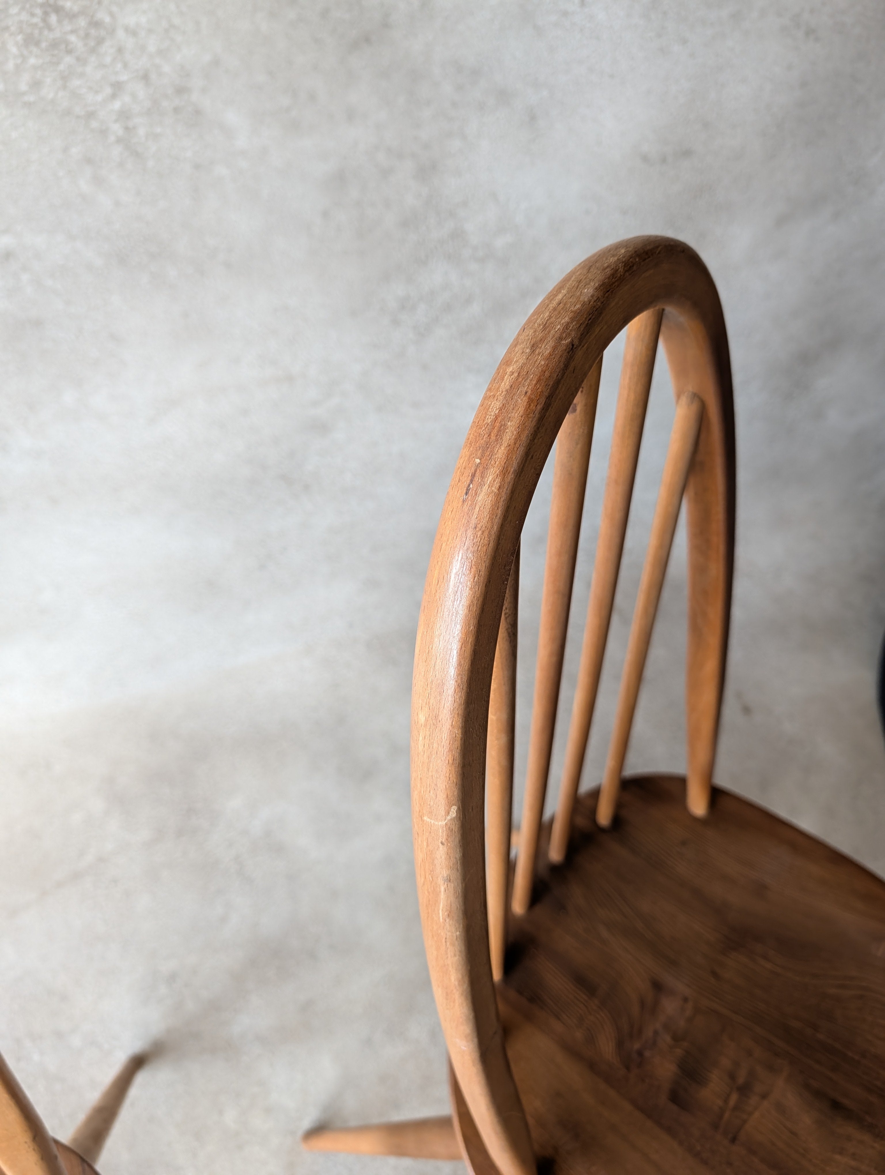Set Of 4 Ercol Mid Century Blonde Quaker Dining Chairs Elm & Beech - Blue Label