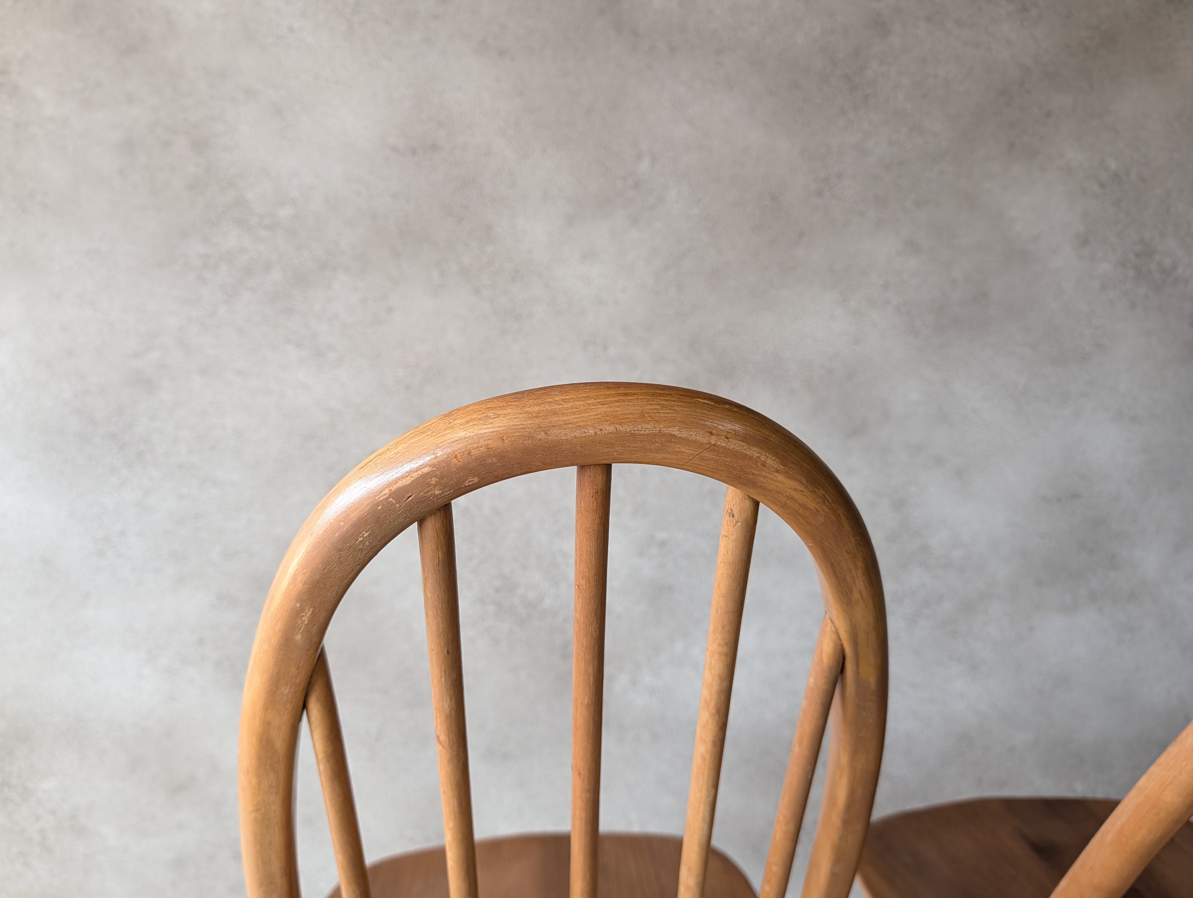 Set Of 4 Ercol Mid Century Blonde Quaker Dining Chairs Elm & Beech - Blue Label
