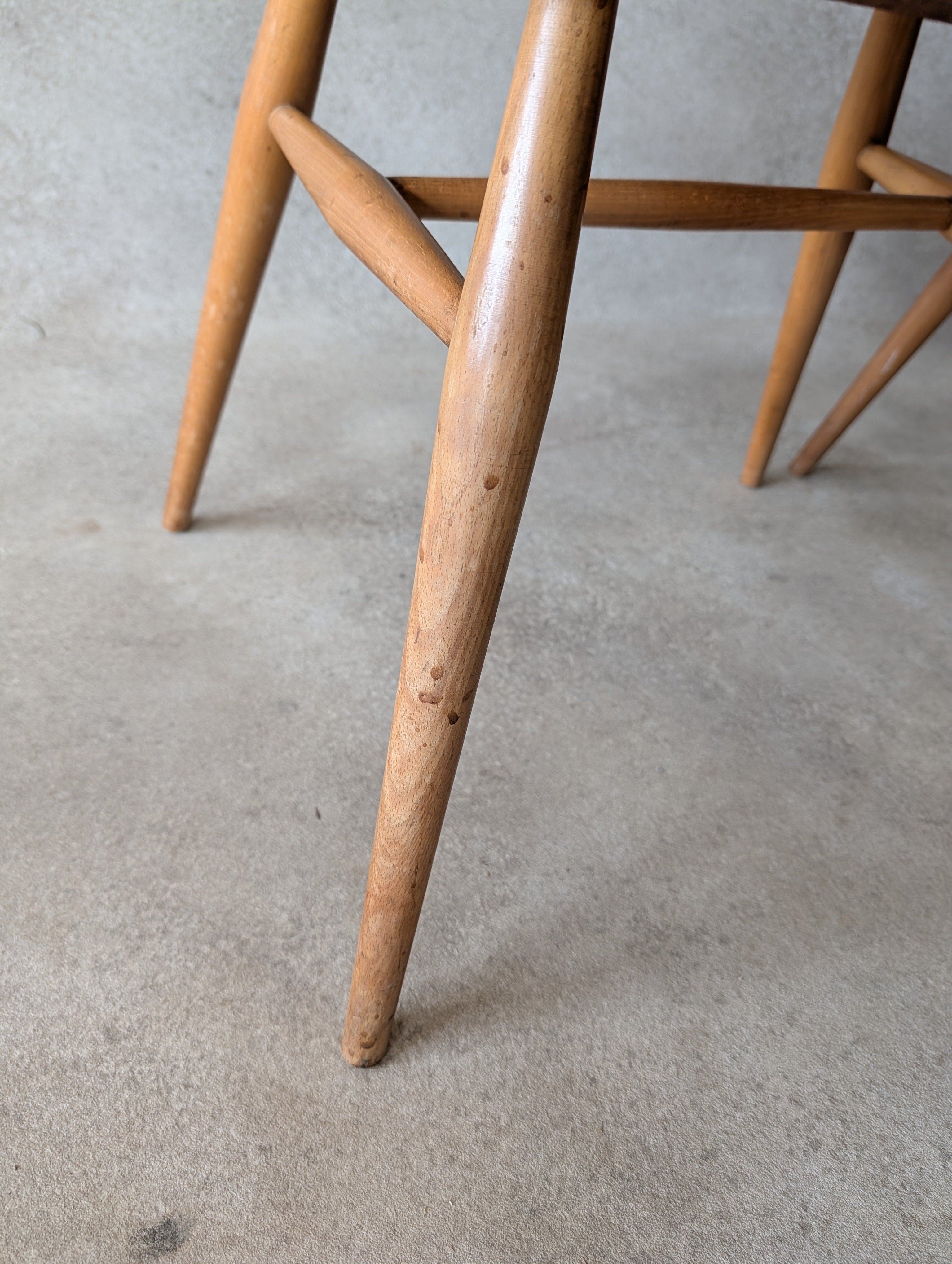 Set Of 4 Ercol Mid Century Blonde Quaker Dining Chairs Elm & Beech - Blue Label