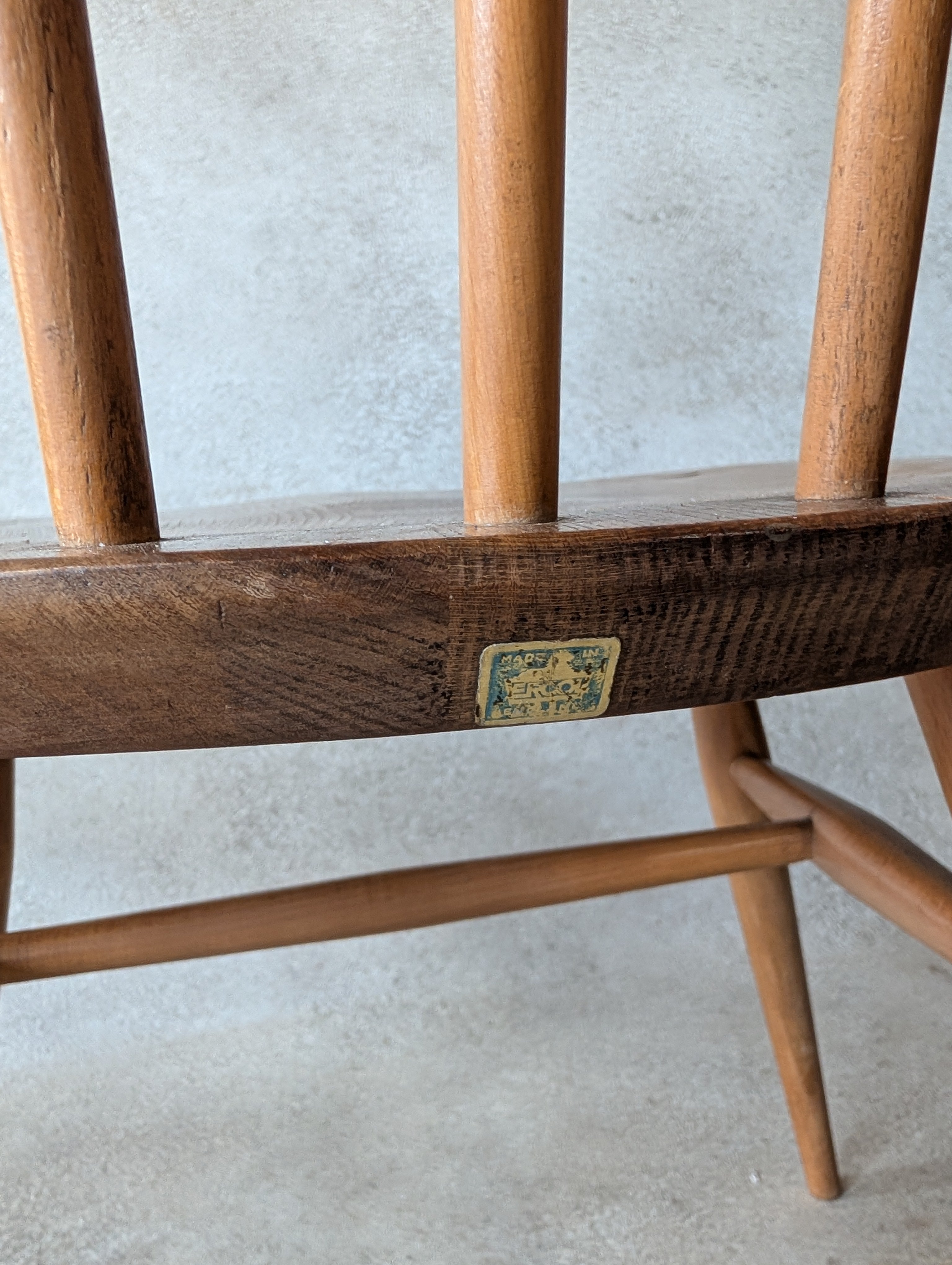Set Of 4 Ercol Mid Century Blonde Quaker Dining Chairs Elm & Beech - Blue Label
