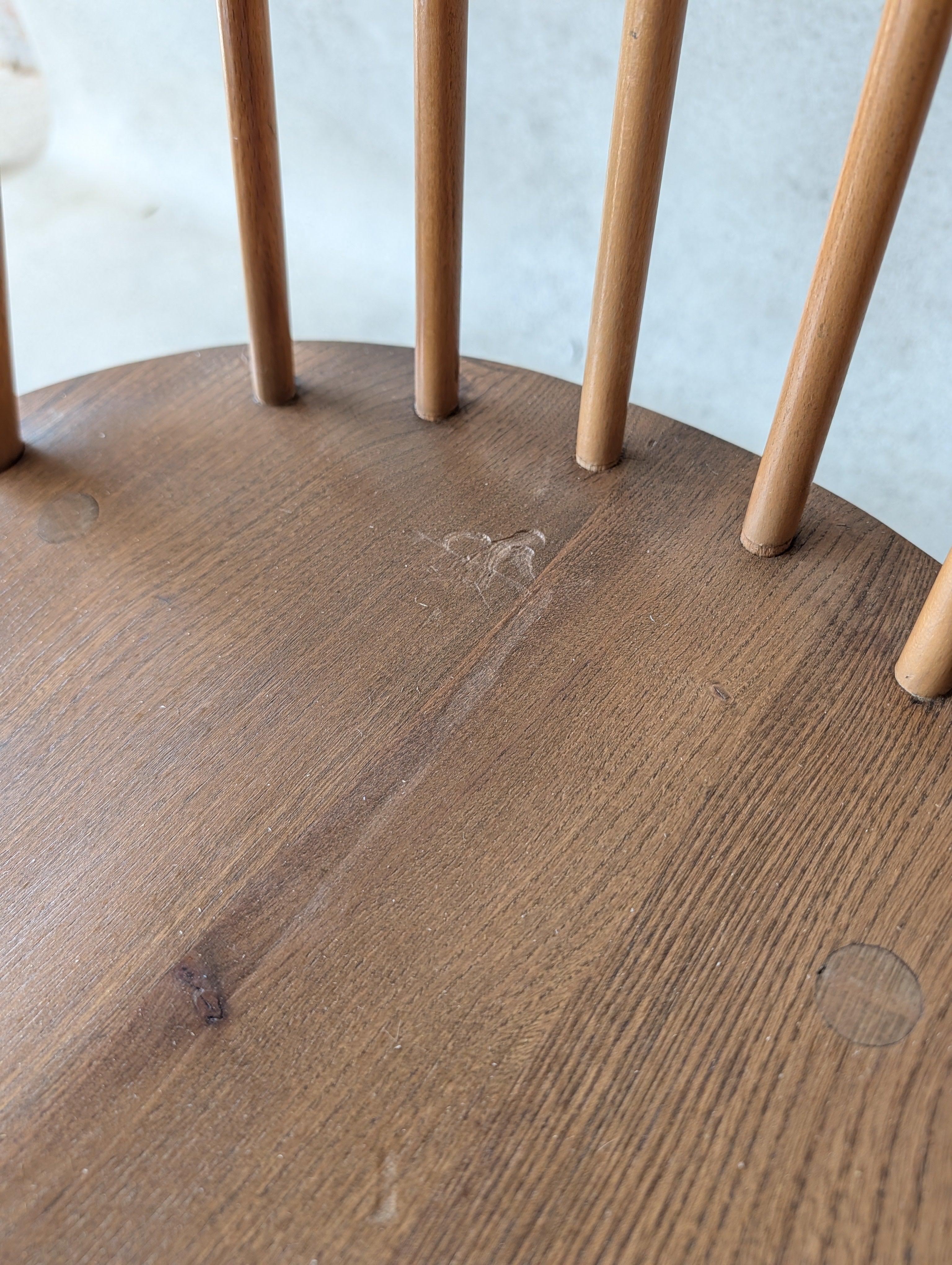 Set Of 4 Ercol Mid Century Blonde Quaker Dining Chairs Elm & Beech - Blue Label