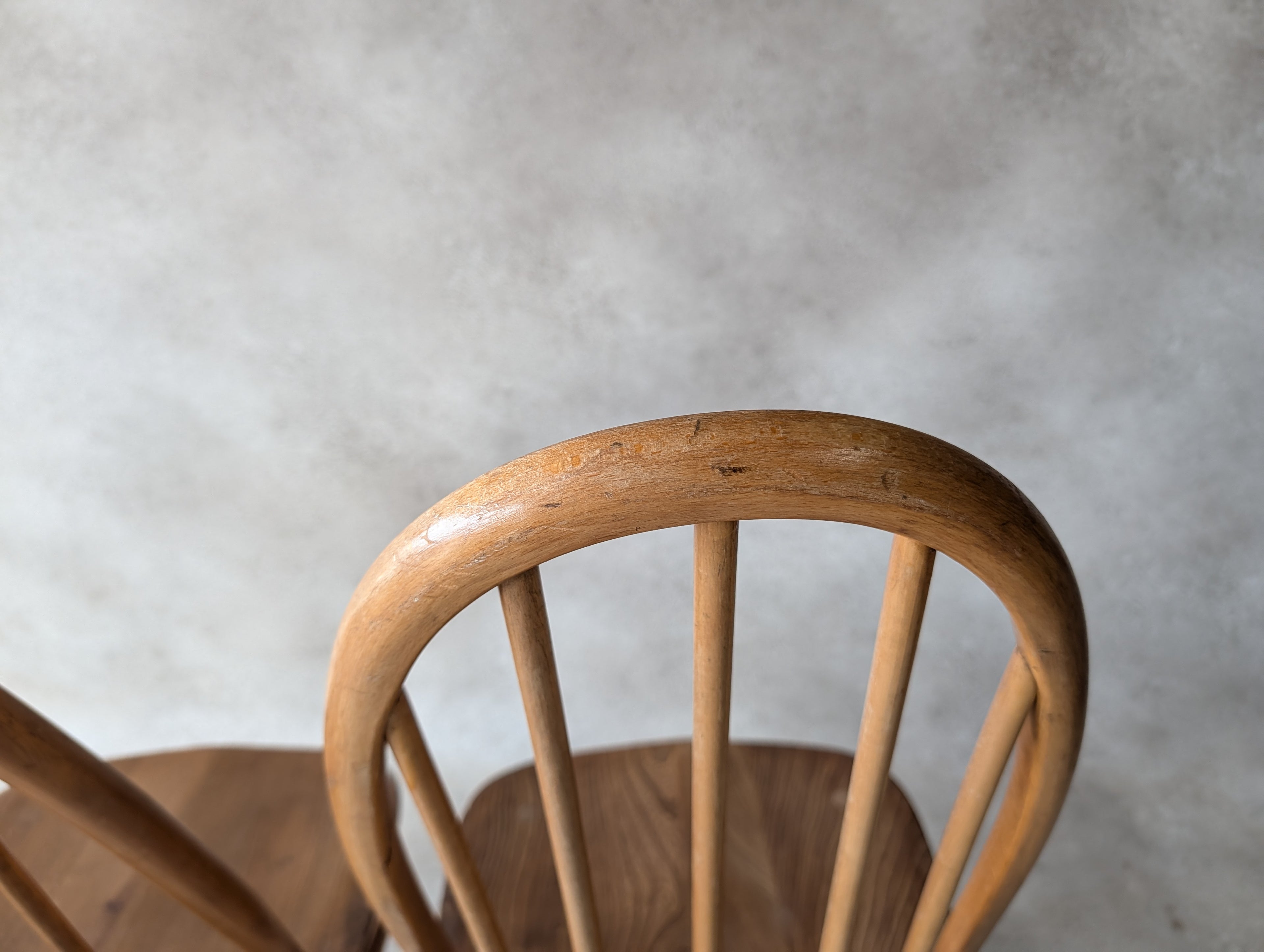 Set Of 4 Ercol Mid Century Blonde Quaker Dining Chairs Elm & Beech - Blue Label