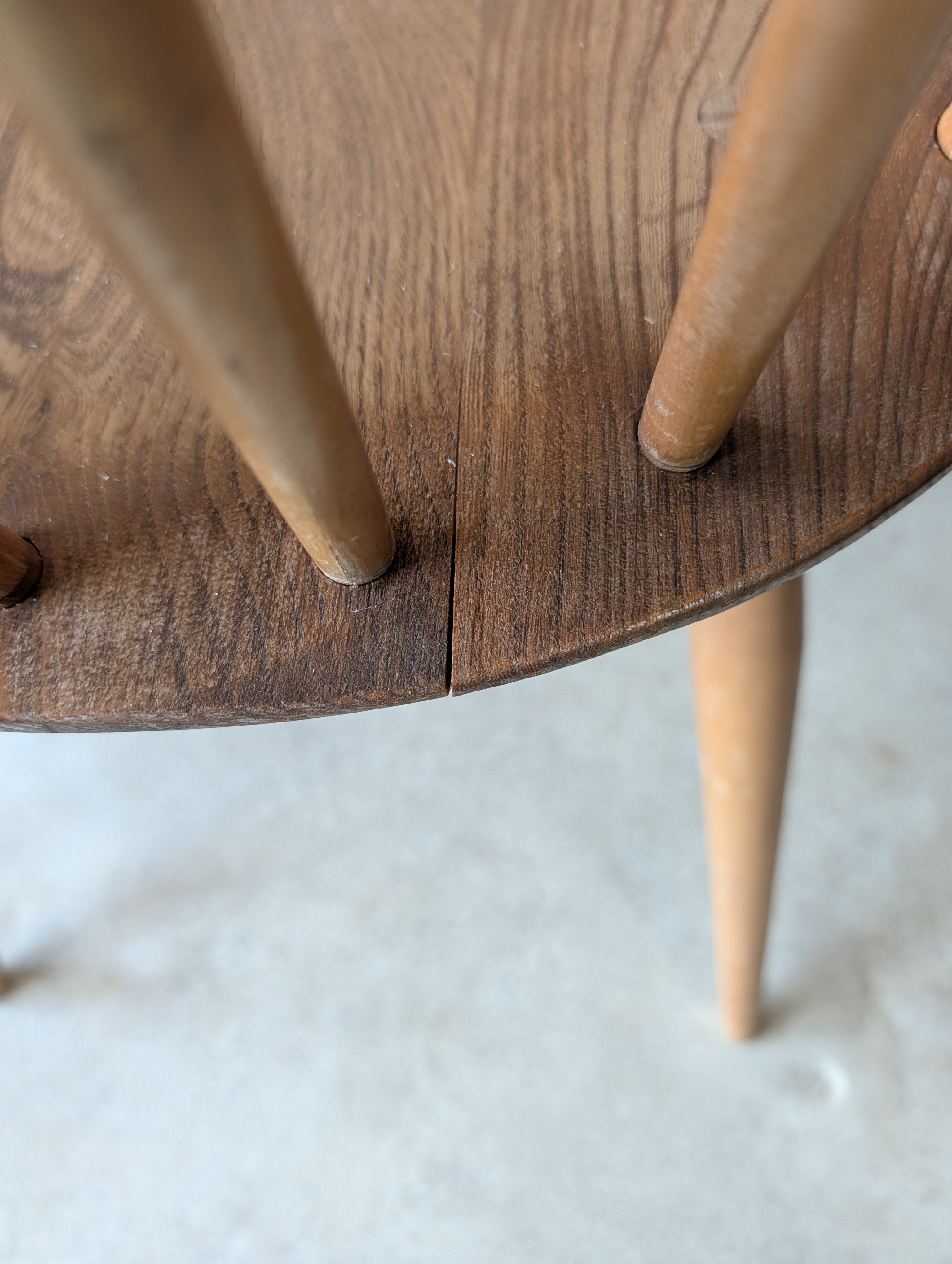 Set Of 4 Ercol Mid Century Blonde Quaker Dining Chairs Elm & Beech - Blue Label