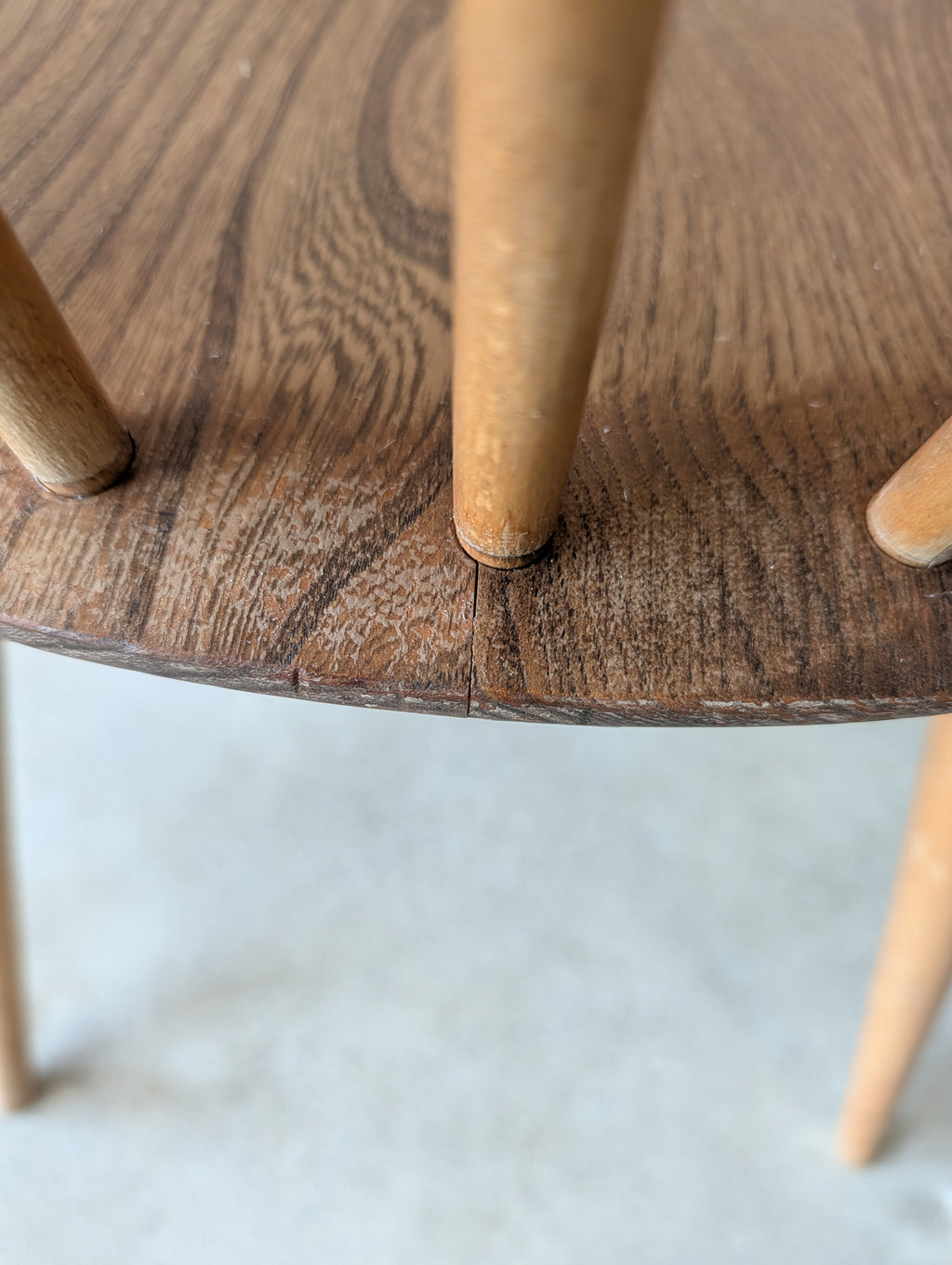 Set Of 4 Ercol Mid Century Blonde Quaker Dining Chairs Elm & Beech - Blue Label
