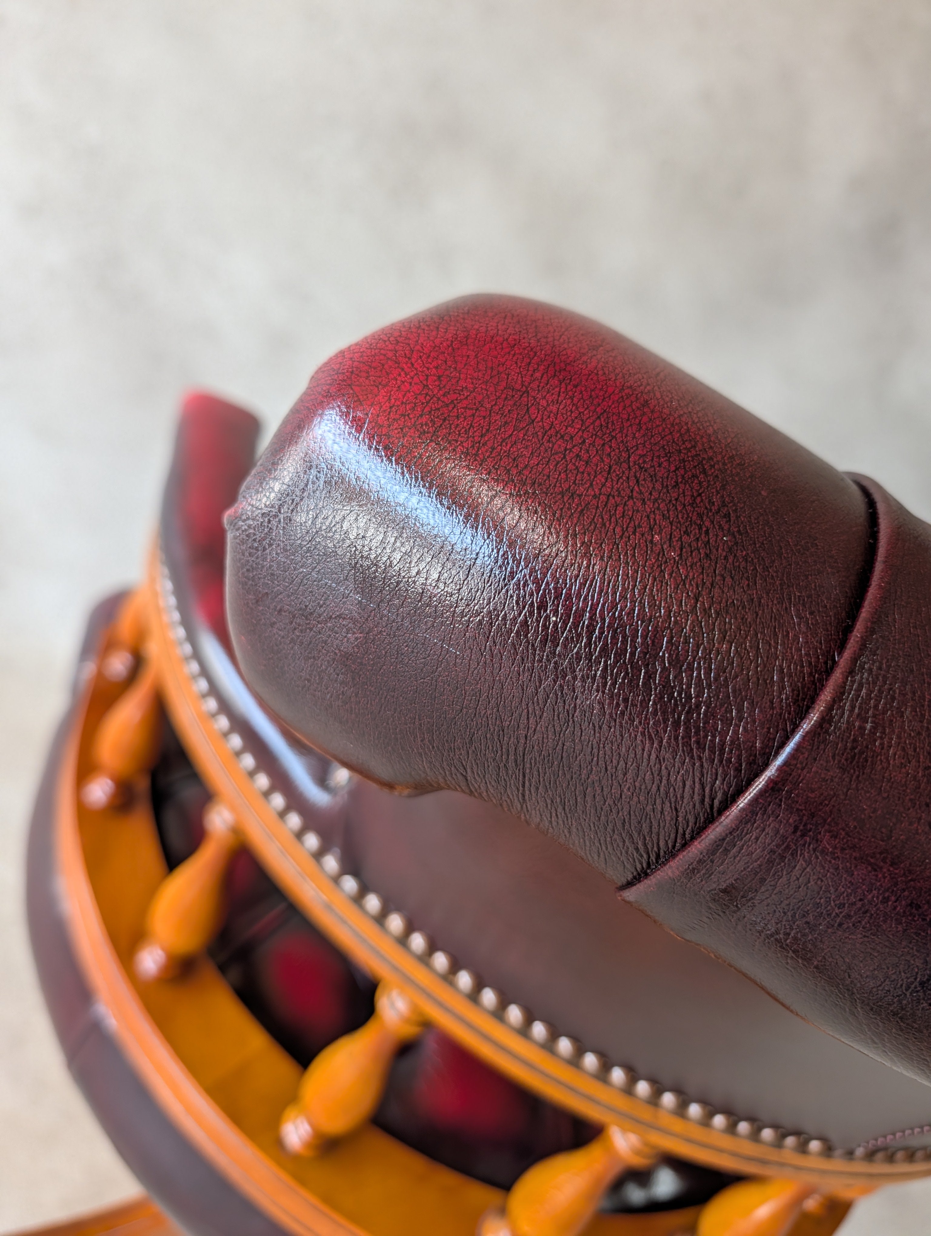 Oxblood Red Leather Captains Chair Chesterfield Swivel Office Desk Chair